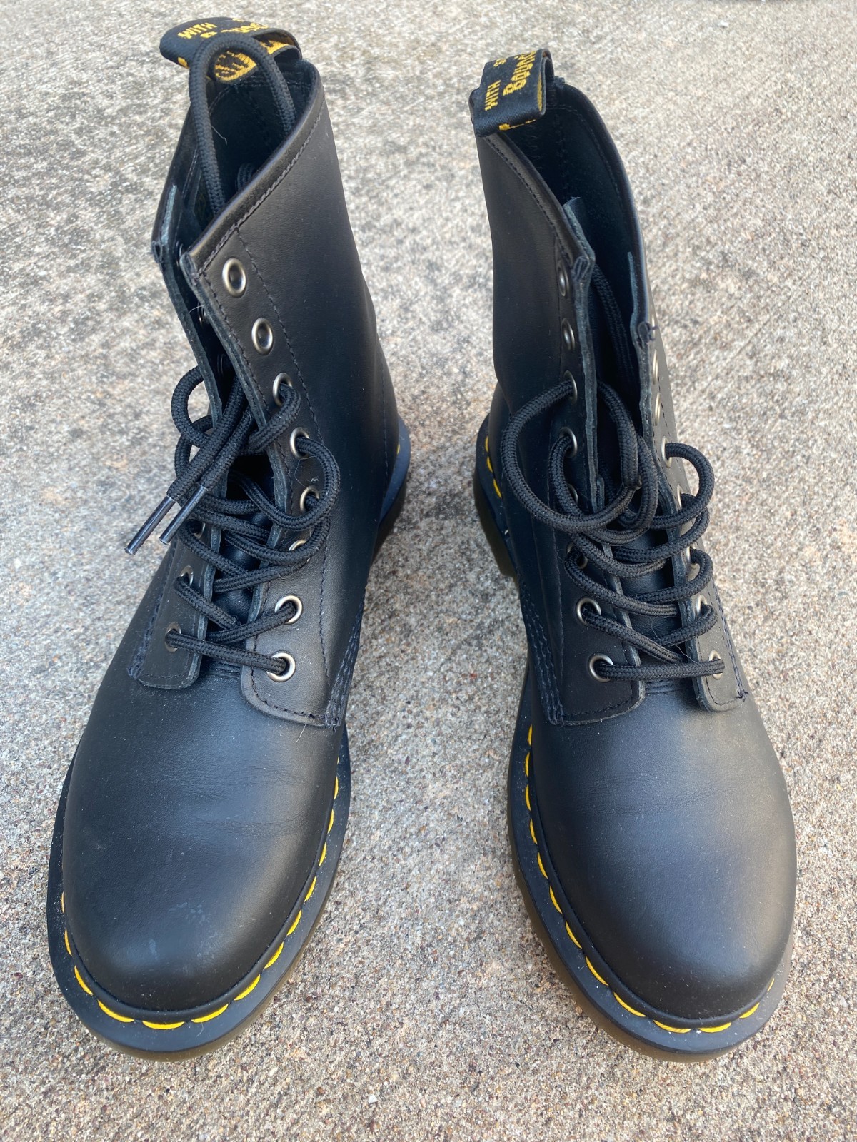 Women’s Doc Martins Black Smooth Leather Lace Up Boots, Size 8