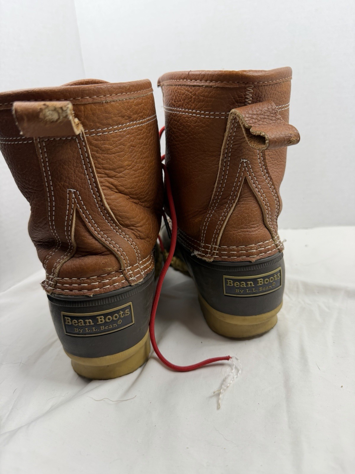 L.L.Bean Bean Boots Shearling Lined Brown Leather Duck Boots Made In Maine