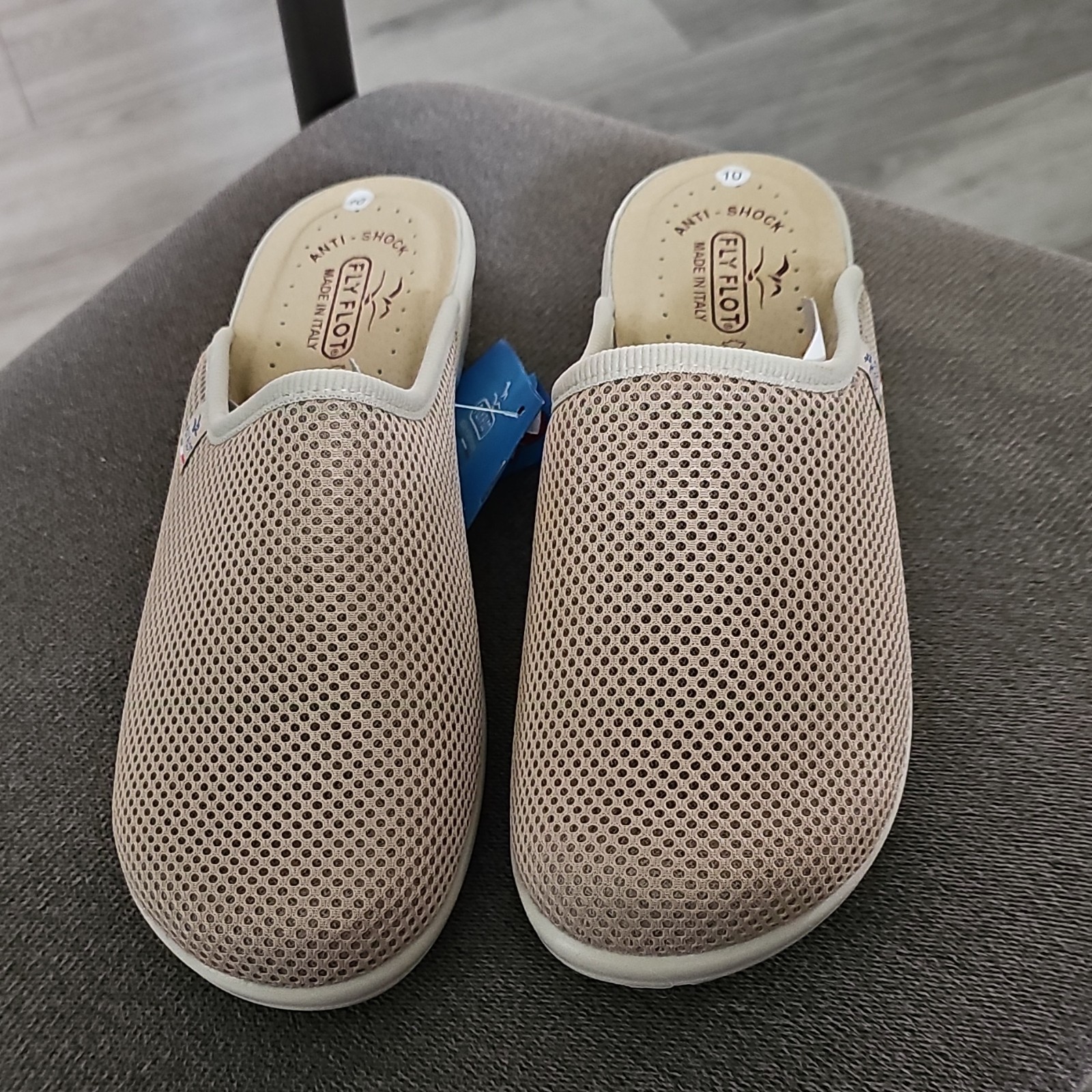 Fly Flot Women’s Beige Mesh Slip-On Flats Breathable Comfort Leather US 10