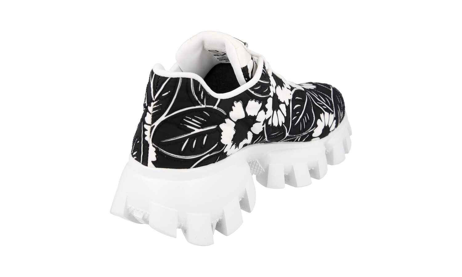 PRADA Flower Cloudburst Thunder Sneakers – 1E863M Black White – US 6.5 EU 36,5