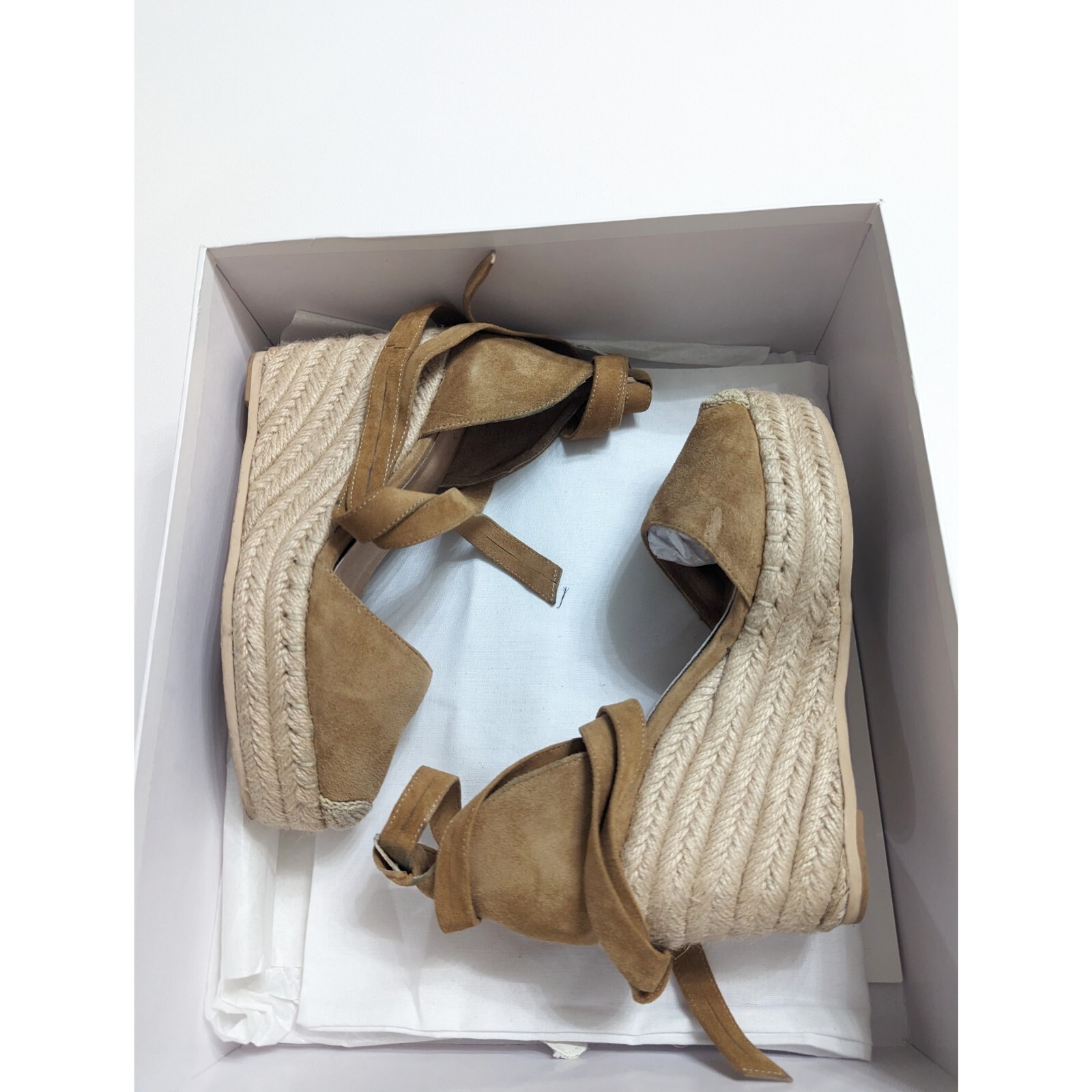 RAYE Dahlia Suede Leather Lace Up Wedge Platform Espadrilles Women’s Size 5.5