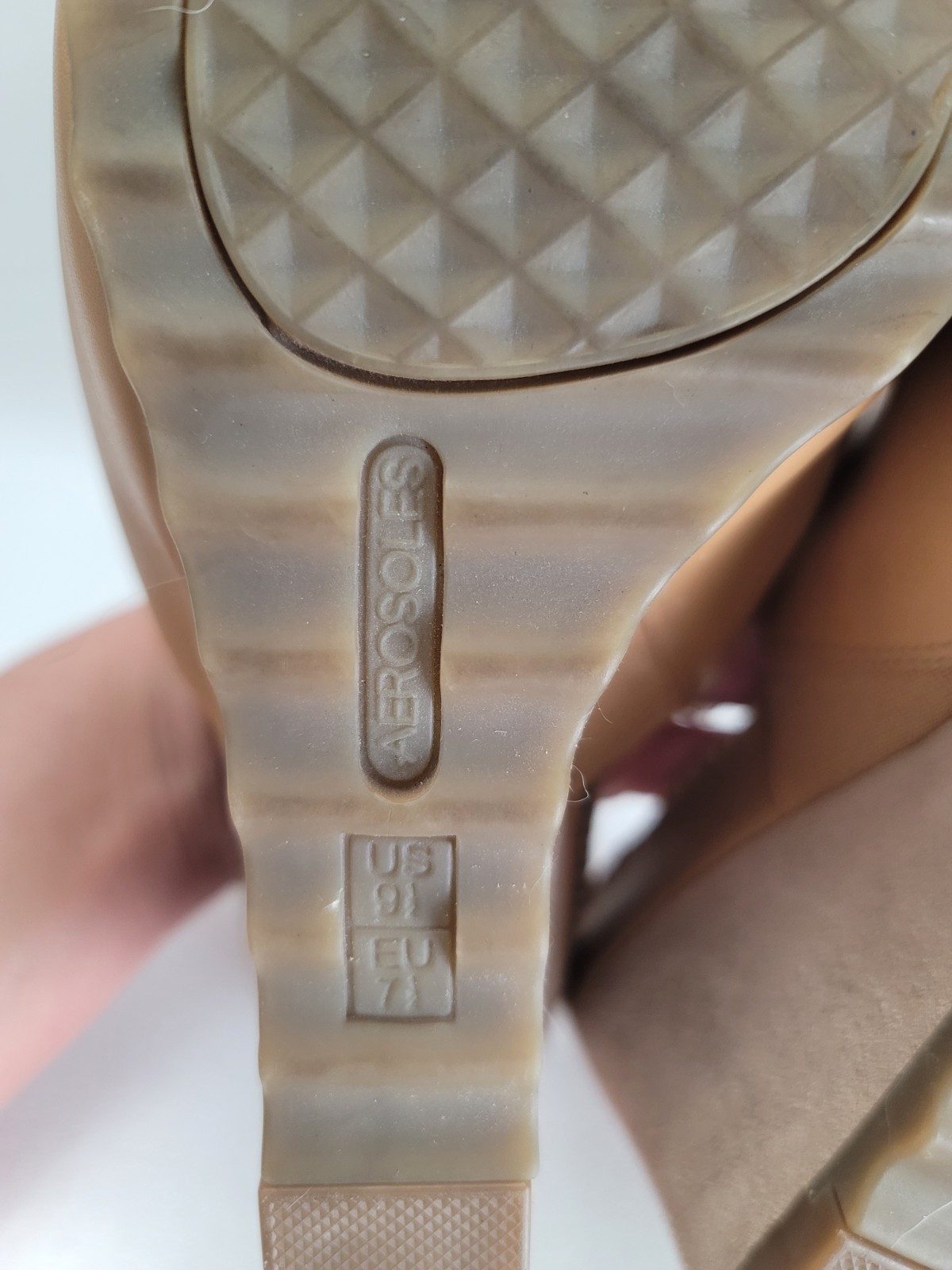 AEROSOLES Birthstone Leather Wedge Sandals Brown Size 9.5 Comfort Summer Slip On