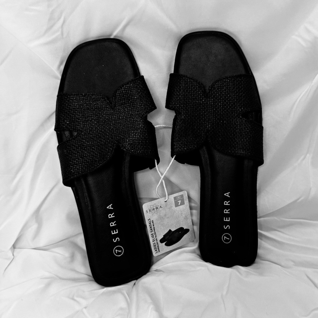 Serra Women’s Black Slide Sandals US 7 Polyurethane Textured Slip On