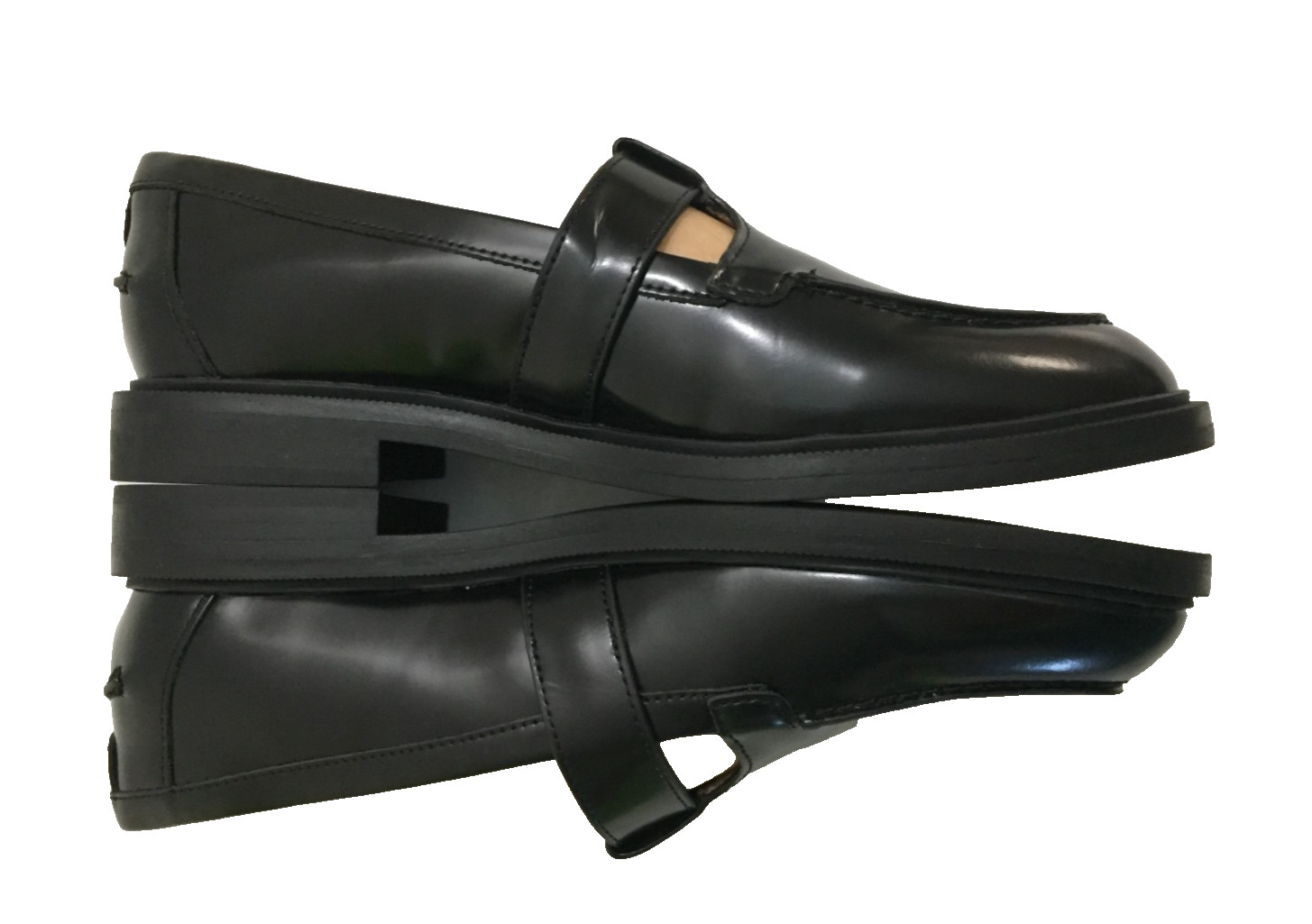 Sam Edelman Women’s Elaina Slip On Black Lea Loafers Gold buckle