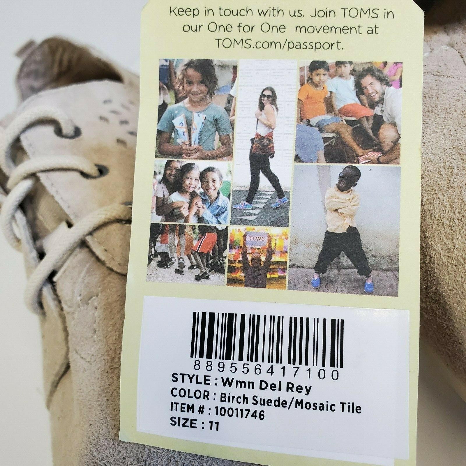 TOMS Size 11 Womens Del Rey Suede Mosaic Perforation Lace Up Sneakers Shoes NEW