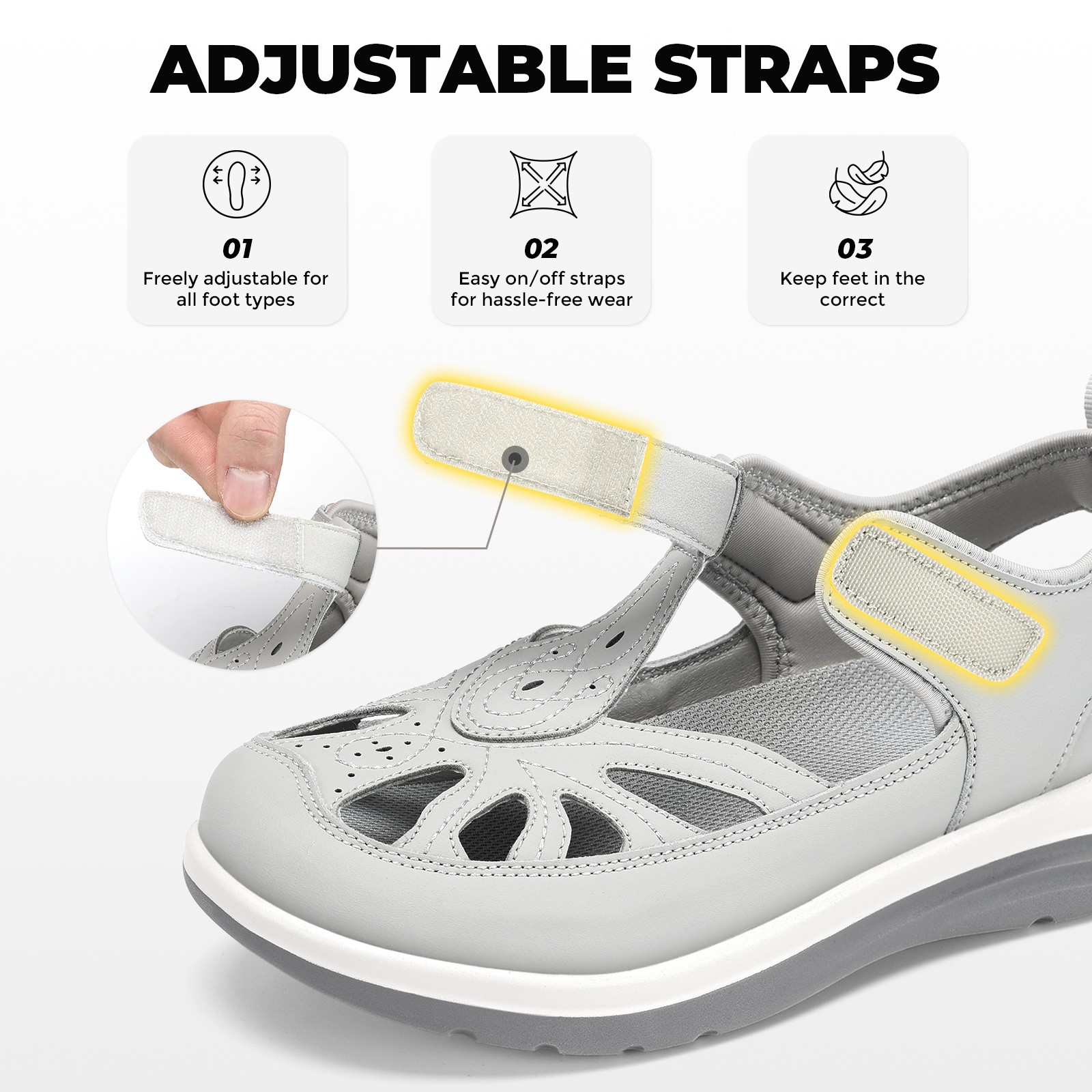 FitVille Womens Sandals Wide Width Orthopedic Adjustable Straps Arch Support