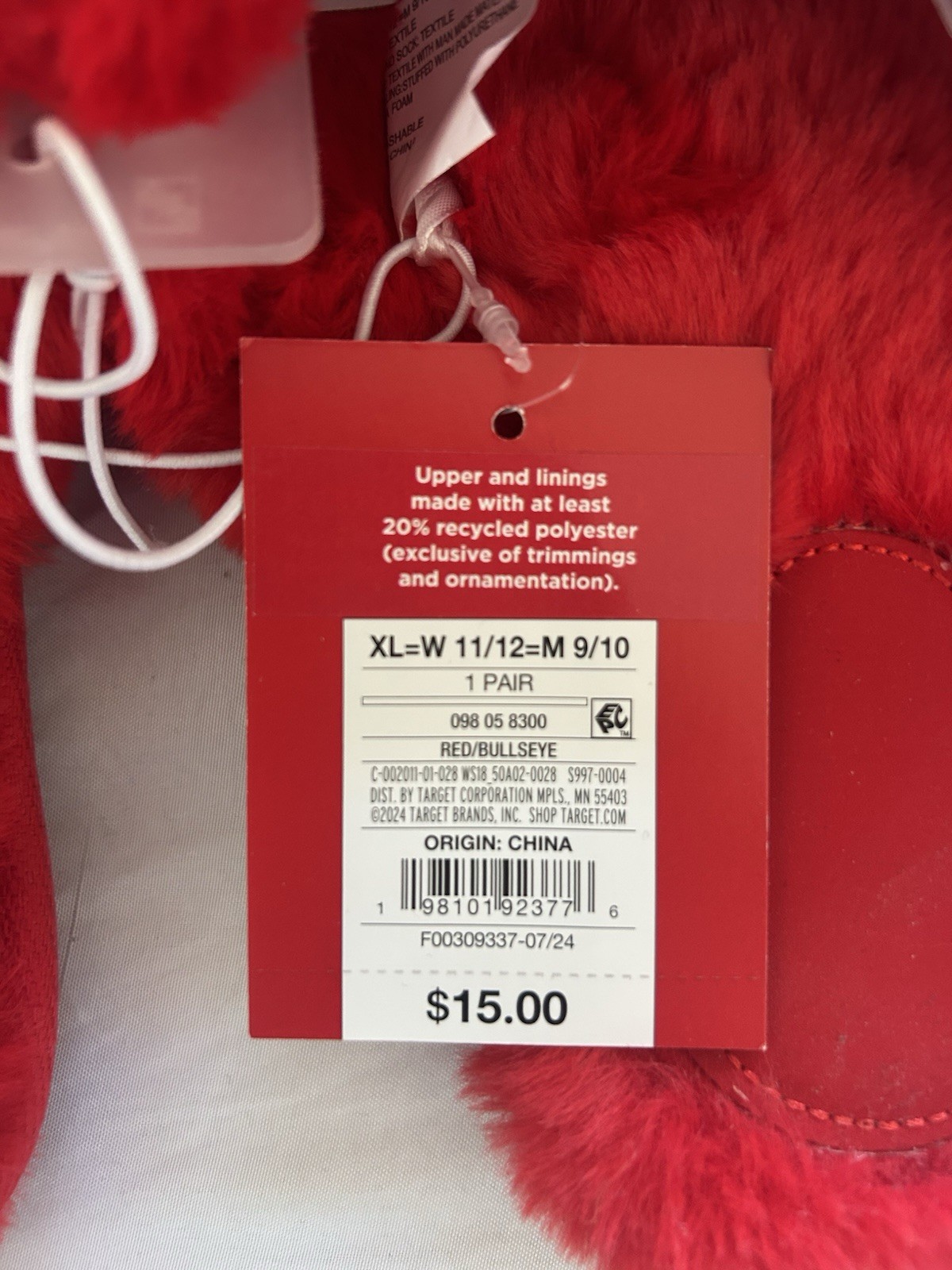 Target Bullseye Logo Slippers M 9-10/W 11-12 BRAND NEW