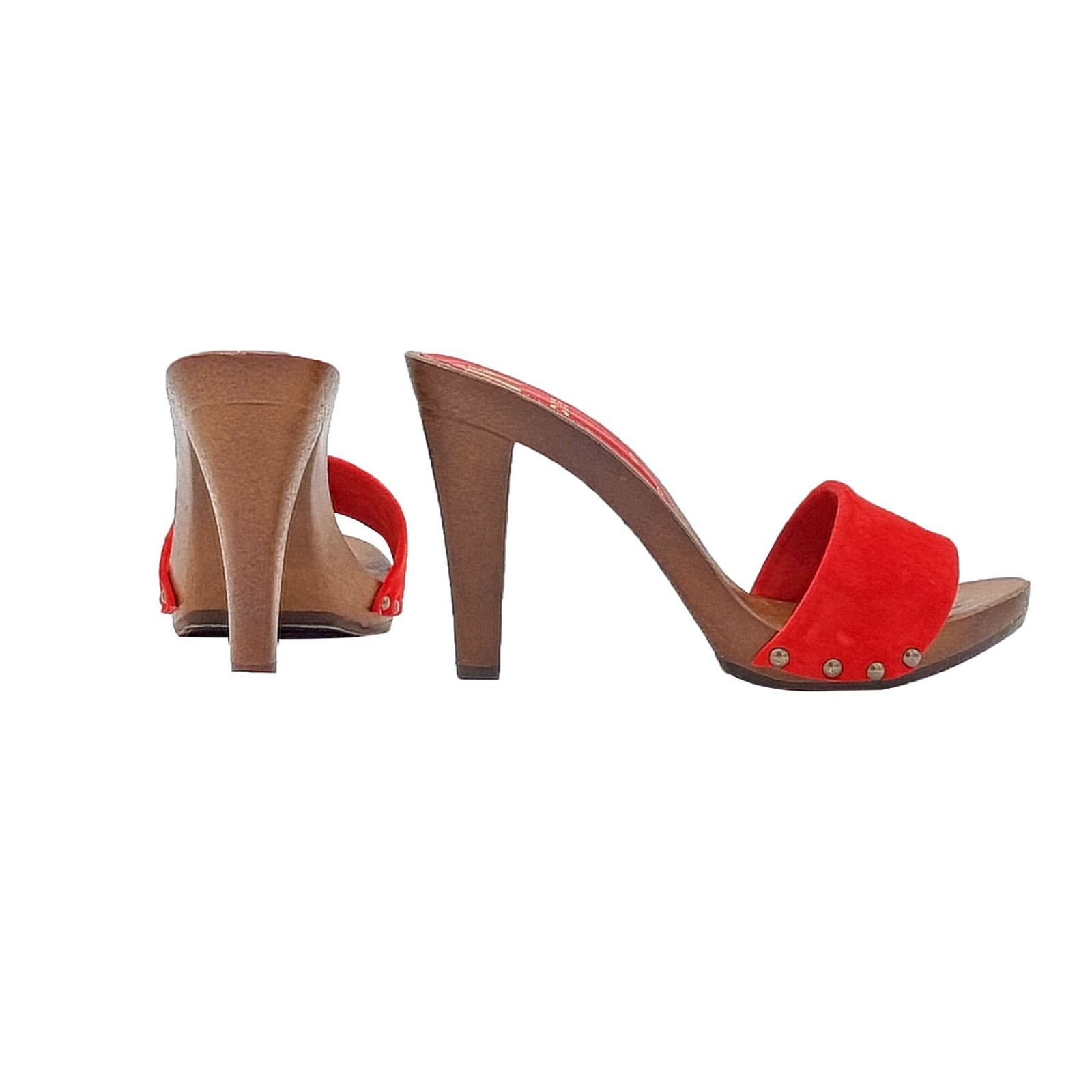 Mules With Red Suede Strap 11 CM Heel – From Size 35 To 42 – MY580 CAM ROSSO