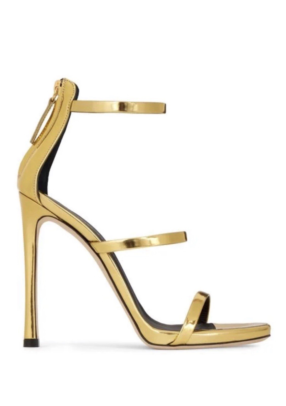Giuseppe Zanotti Gold Strappy Open Toe Ankle Strap Stiletto Heels 37.5