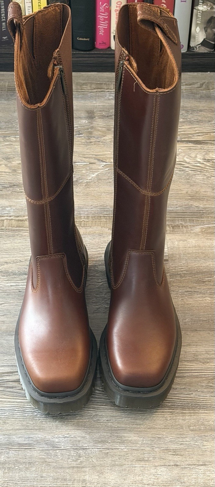 Doc Martens Brand New Women’s 7 Boot Brown AMAAYAH KNEE HIGH LEATHER BOOTS Slim
