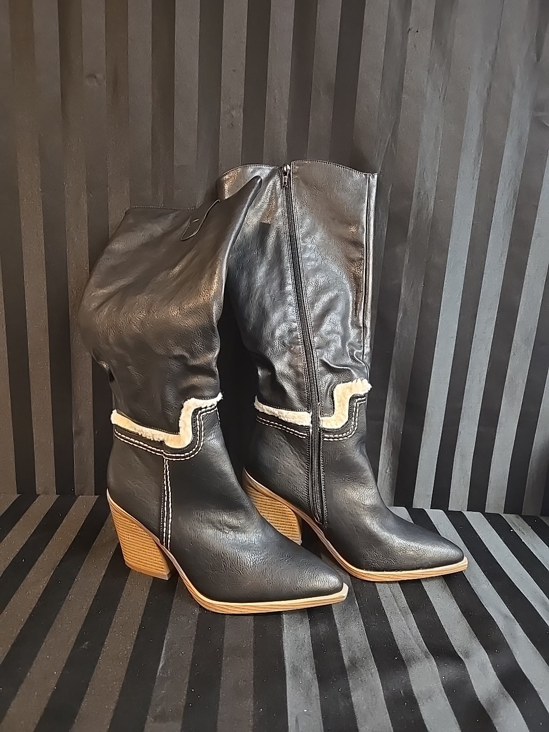 New No Box See Photos Yoki Women’s US 9 Rebbah Zip Up Knee High Boots Black