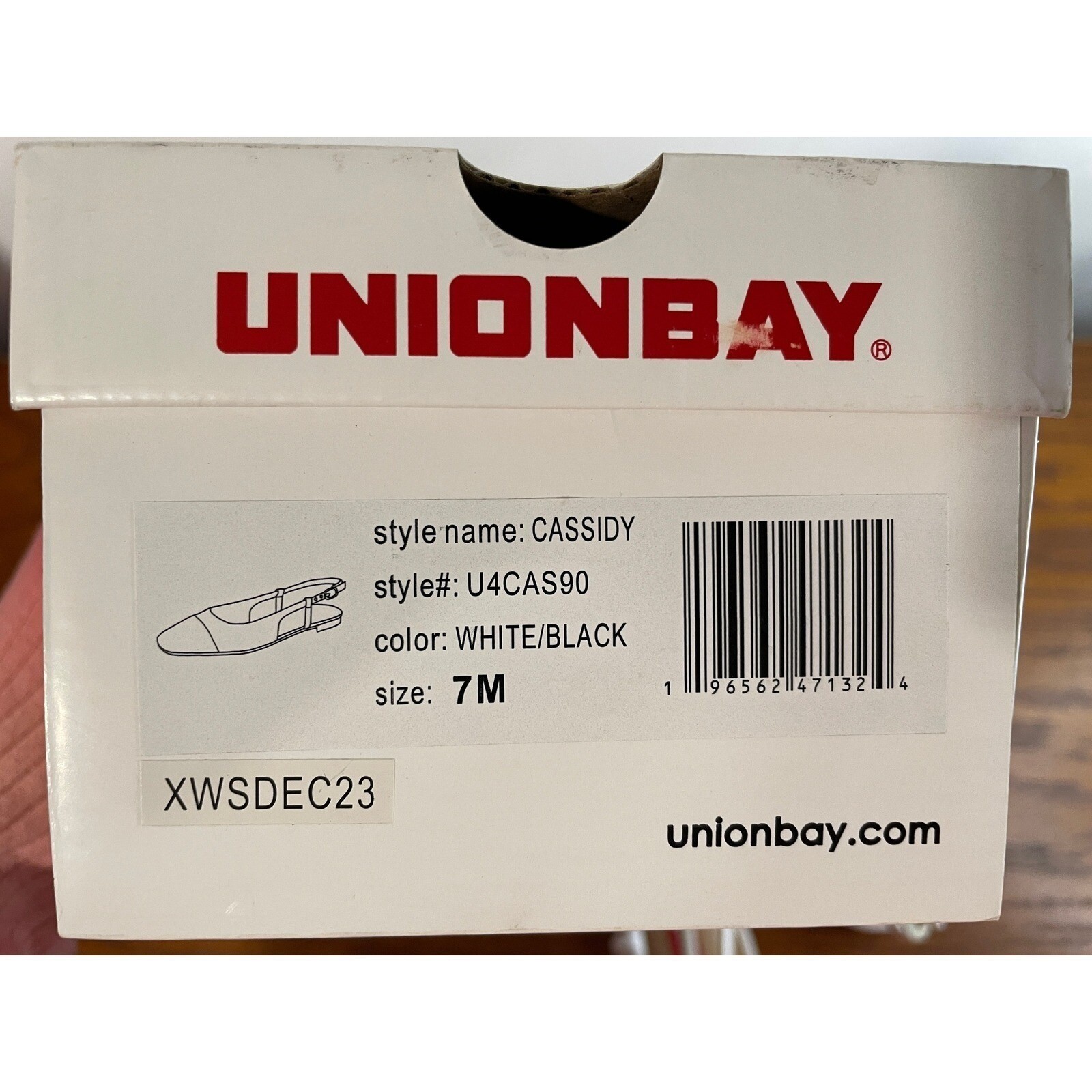 Unionbay Cassidy Color Block Slingback Flats Dress Shoe White Black Womens 7 NEW