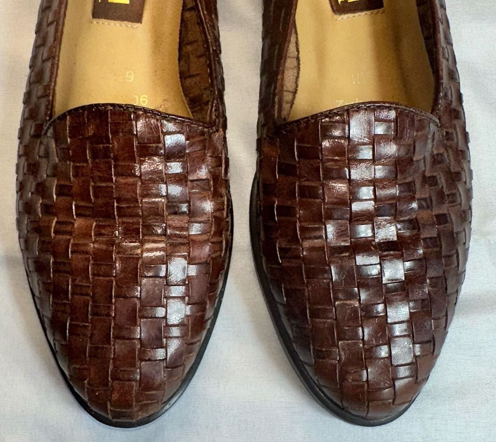 Vintage Ipanema Brown Woven Brazil Leather Slip-On Loafer Flats 6.5M
