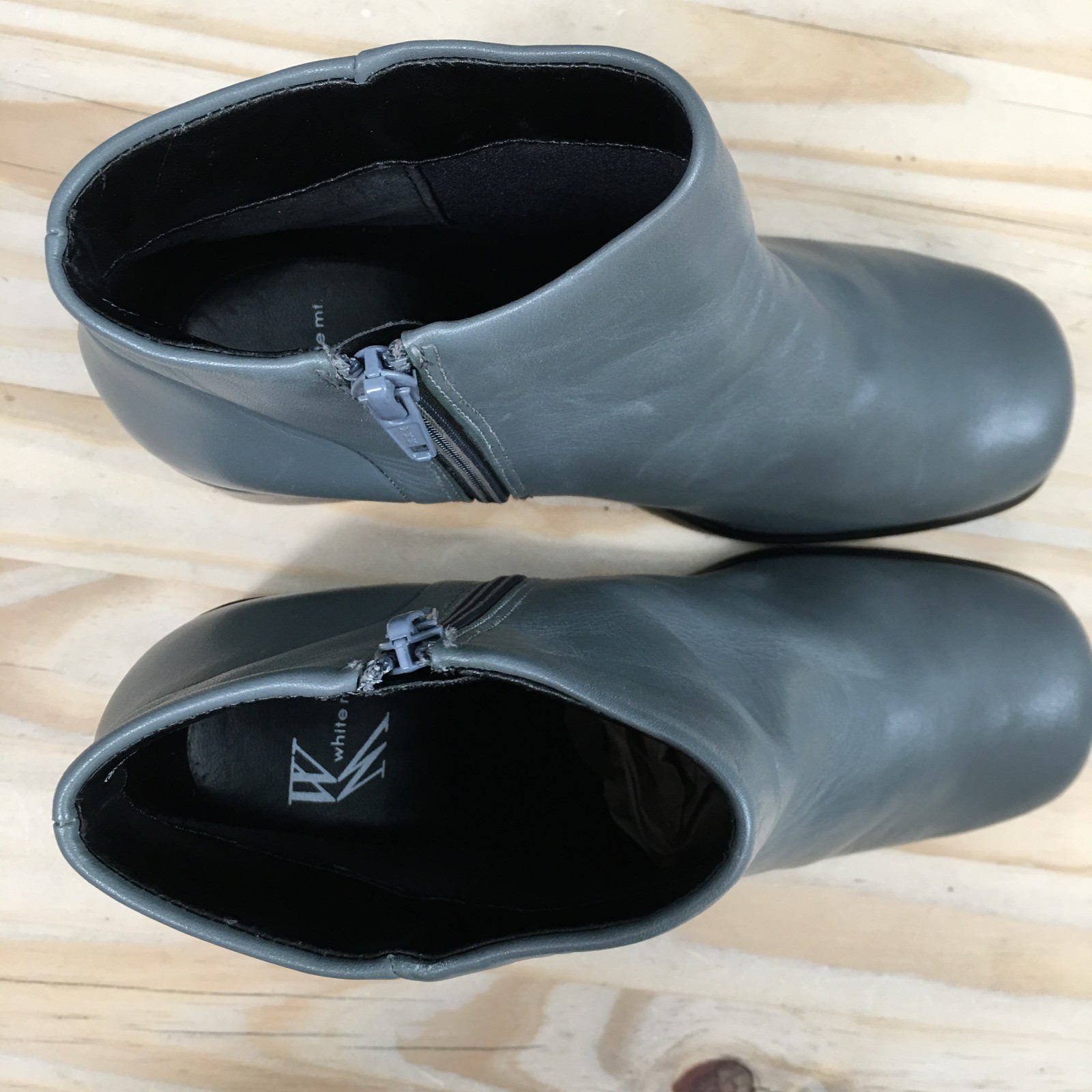 White Mountain Fairchild Boots Womens 8.5 M Ankle Bootie Block Leather Gray NEW