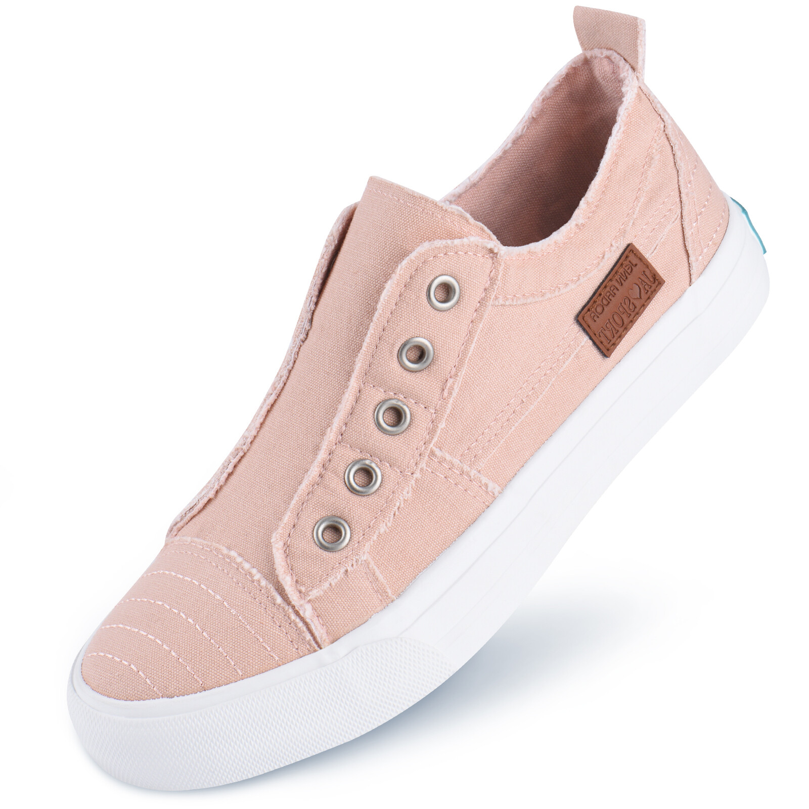 Womens Slip On Fashion Sneakers No Laces Casual Canvas Flats Tennis Walking Shoe