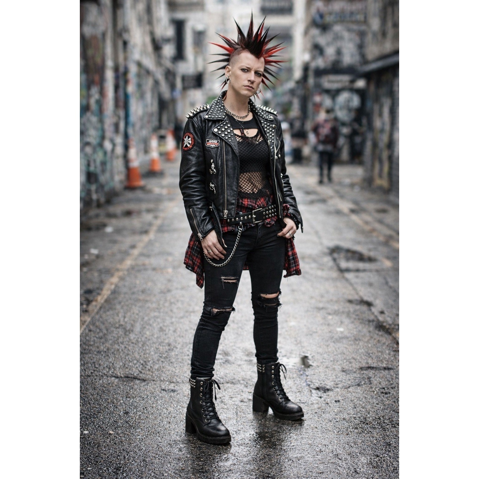 Black Studded Platform Combat Boots Women’s Chunky Heel Lace Up Witchy Goth Punk