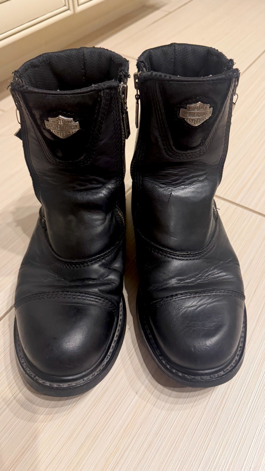 Vintage Harley Davidson Size 8.5 Womens Black Side Zip Ankle Biker Boot-See Pics