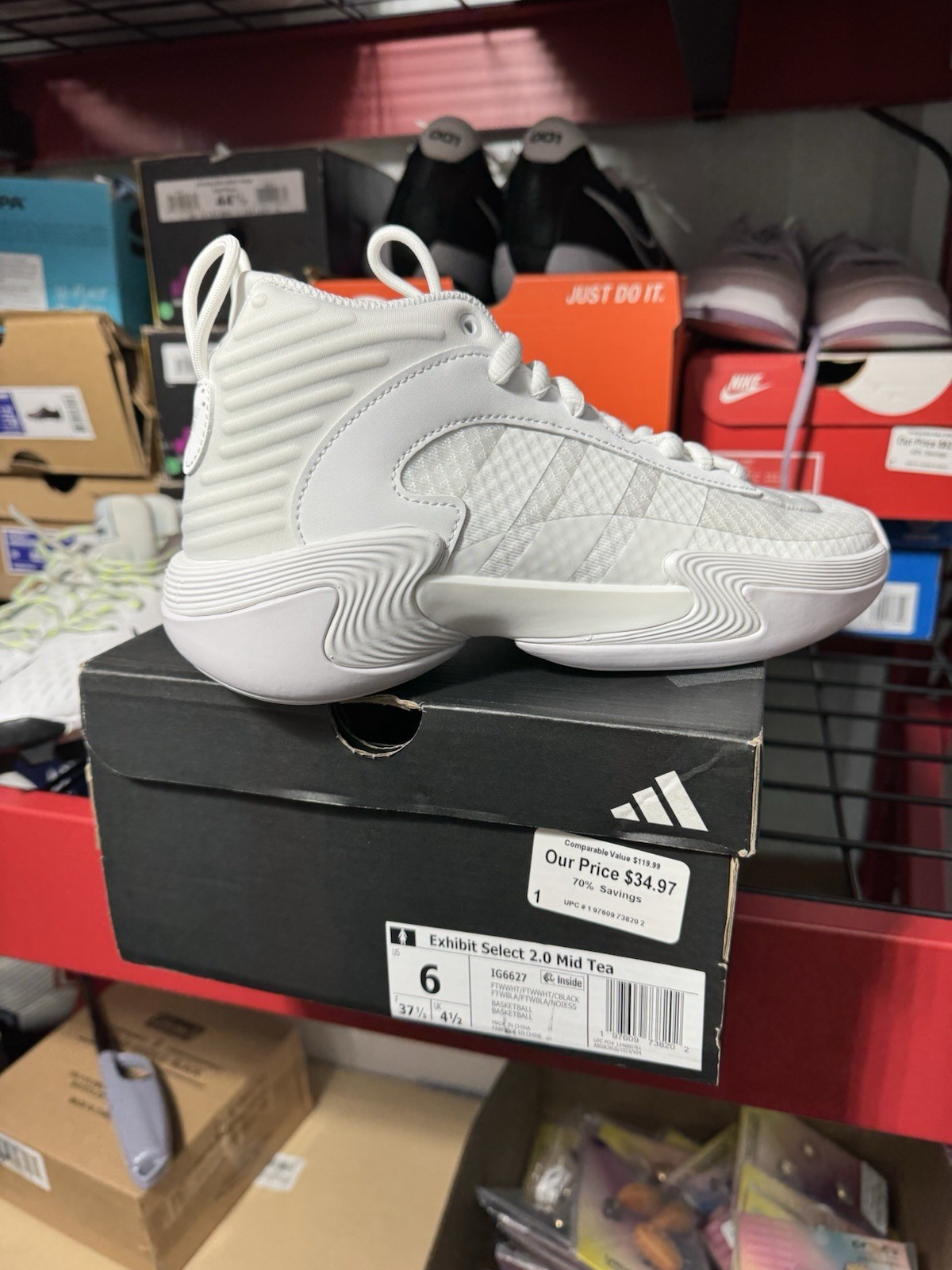 adidas Exhibit Select 2.0 Mid Cloud White IG6627 Athletic Sneaker Textile