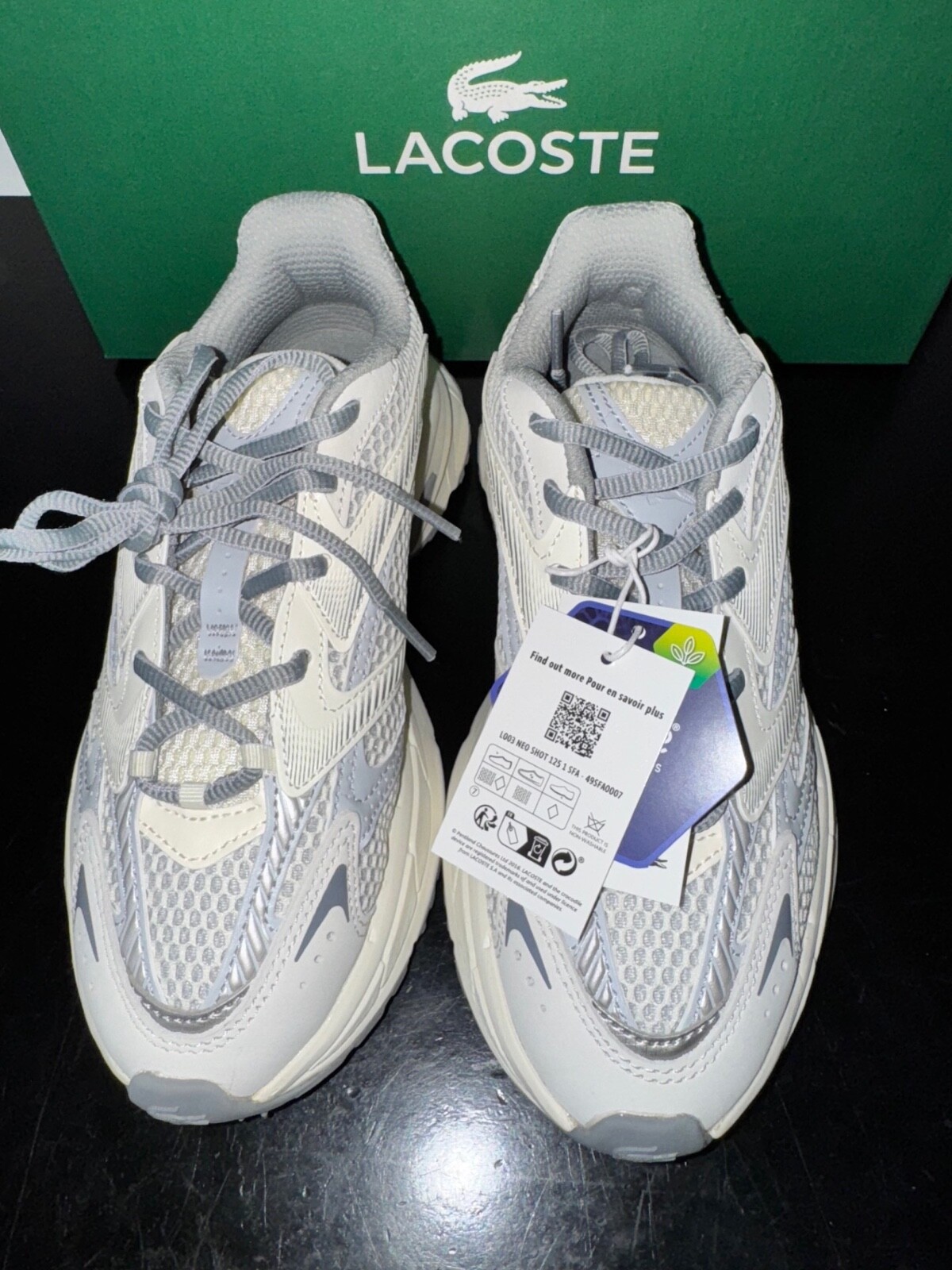 Lacoste L003 NEO SHOT Women’s Sneakers Off White / Grey. Sizes 5.5 to 10 USA
