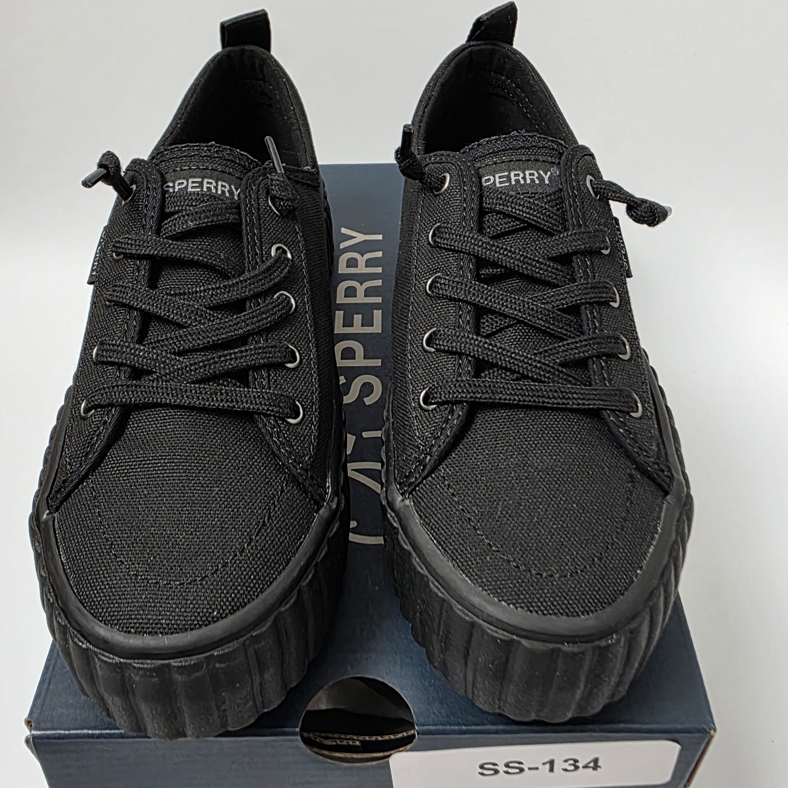 NEW Women’s Sperry SeaCycled Pier Wave Top-Siders Memory Foam Black Size 5.5 M