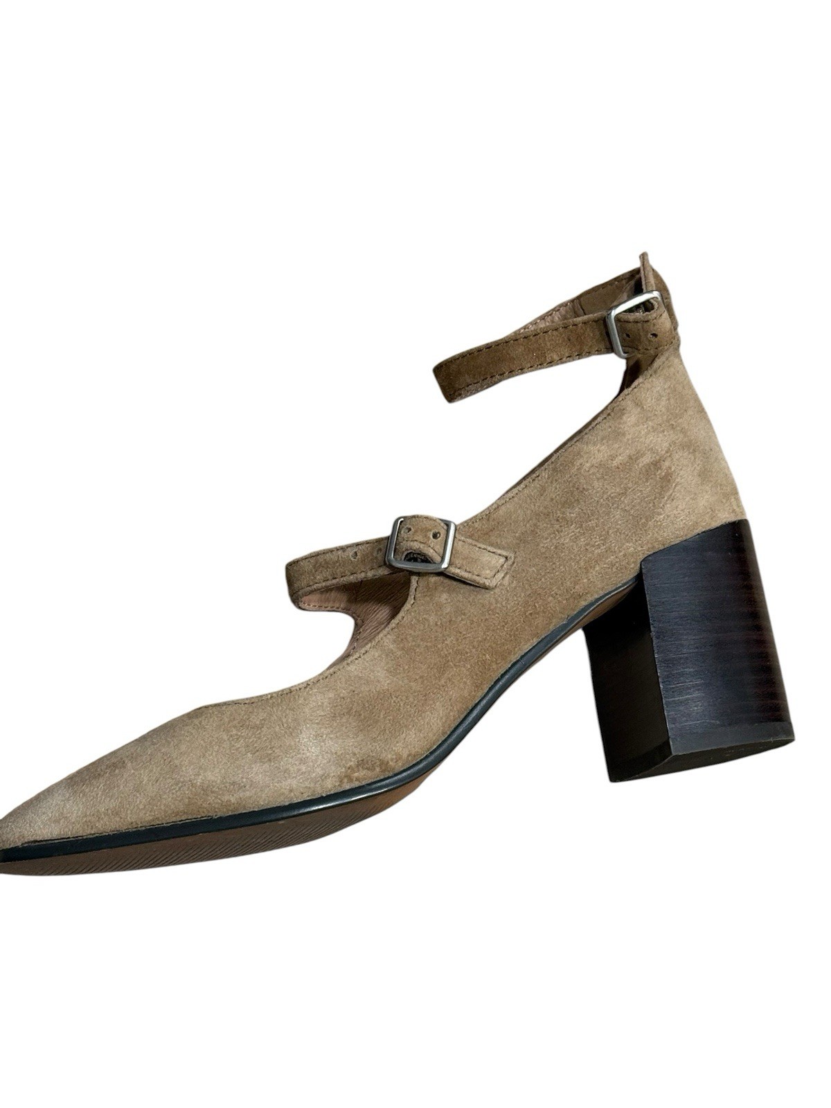 Madewell The Annalise Ankle-Strap Pump in Suede Tan Brown Size 7