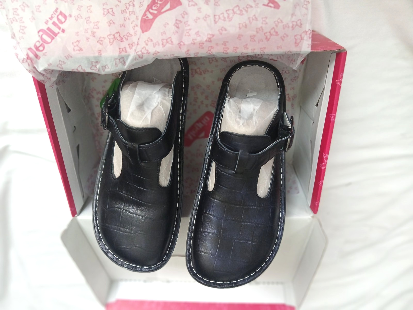 Alegria Classic Clog Women 37 US 6.5-7 Black Leather Color Open Back NWB