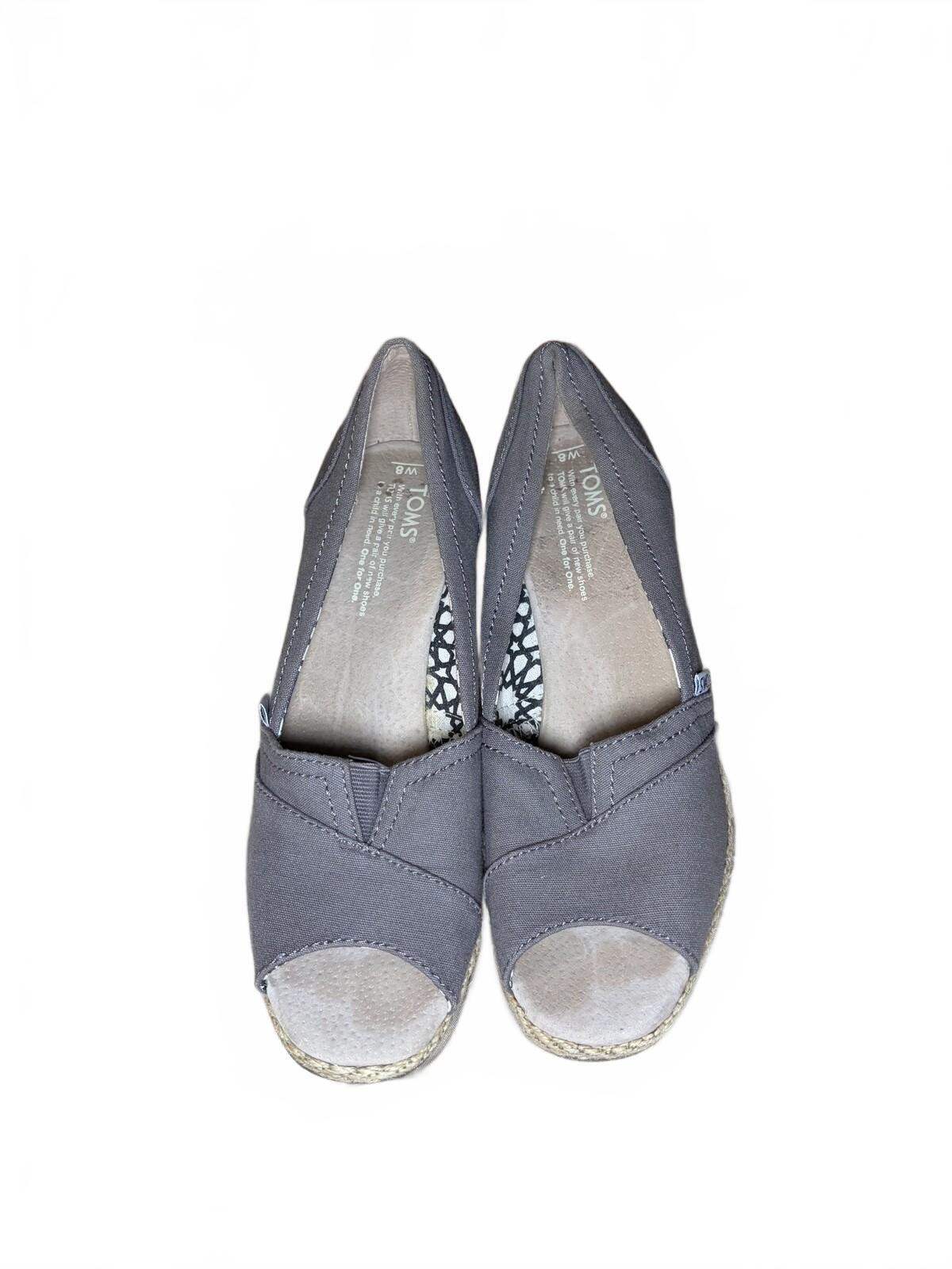 Tom’s Grey Wedges Peep Toe size 8