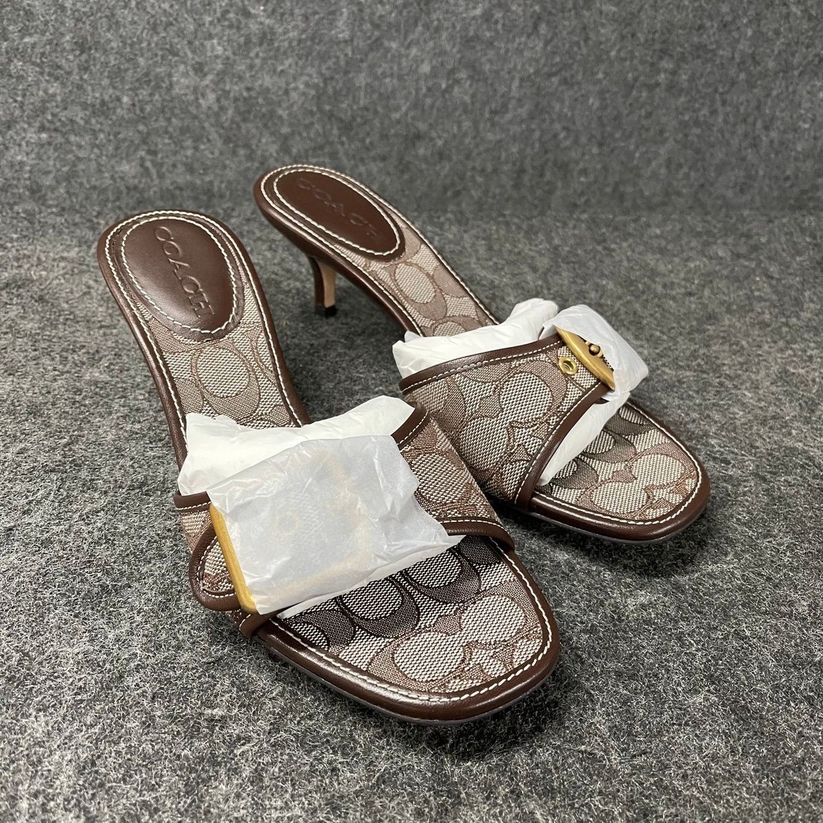COACH Margot Signature Jacquard Sandals Women’s Size US 7.5 B Oak