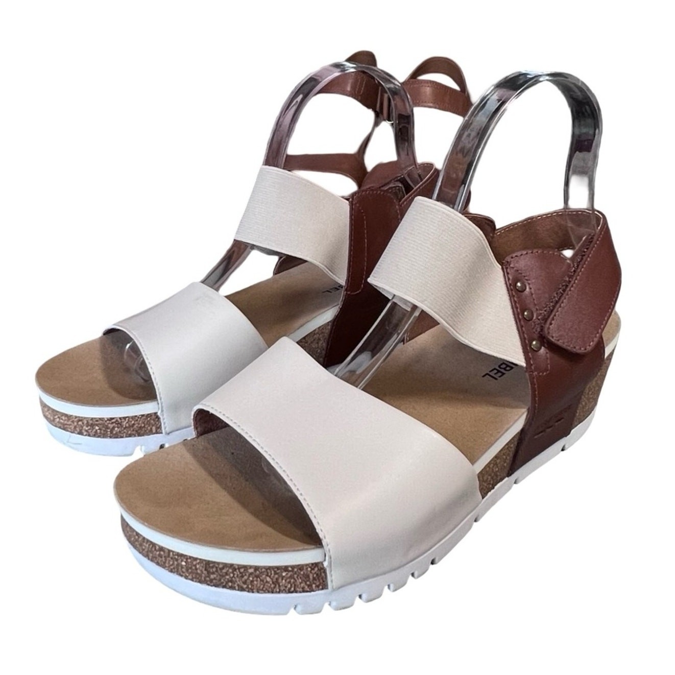 Josef Seibel Women’s Sz 7.5 Wedge Sandal Quinn Creme Multi Leather