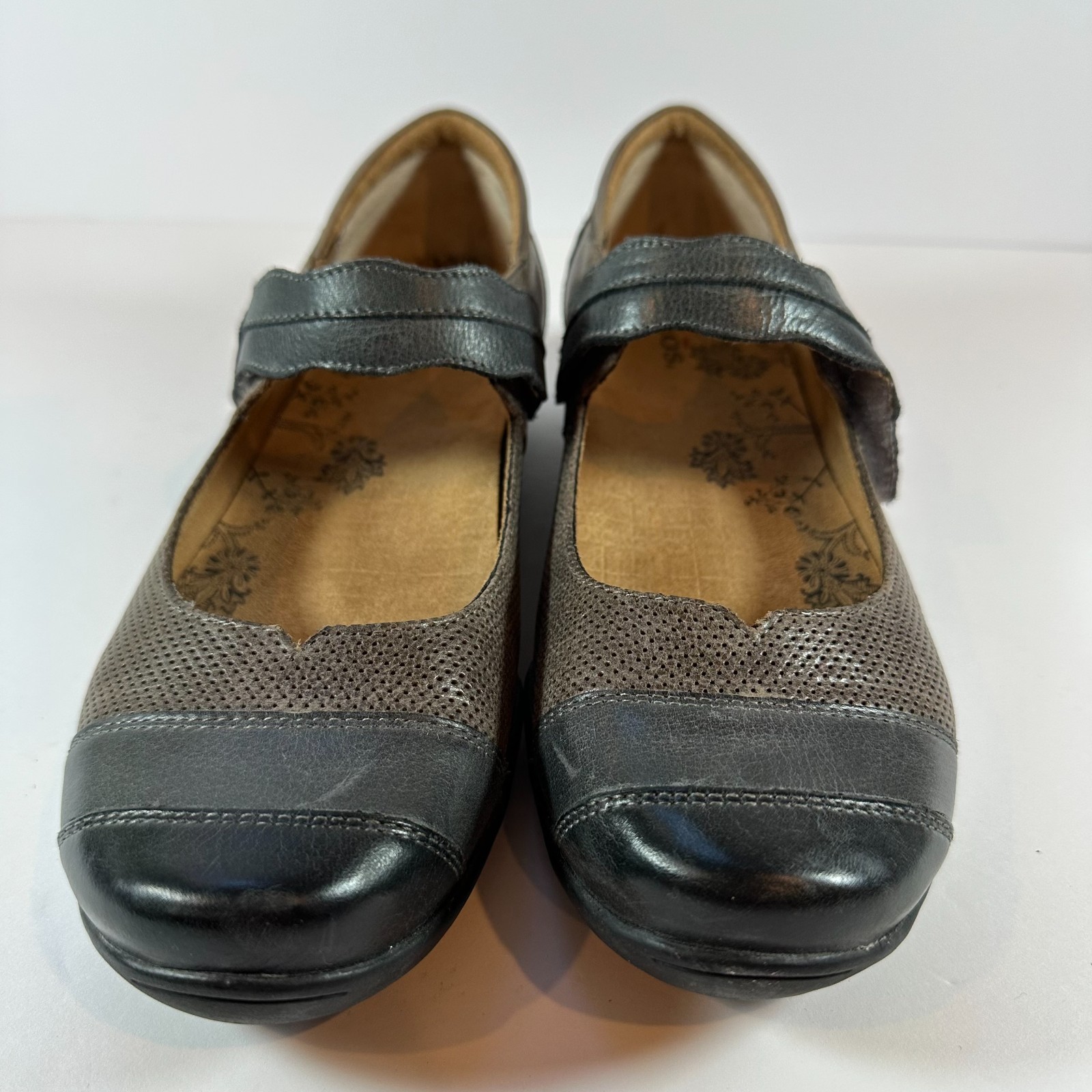Taos Shoes Womens US 9 Brown Gray Bravo Leather Mary Jane Flats BRV-13241 Boho