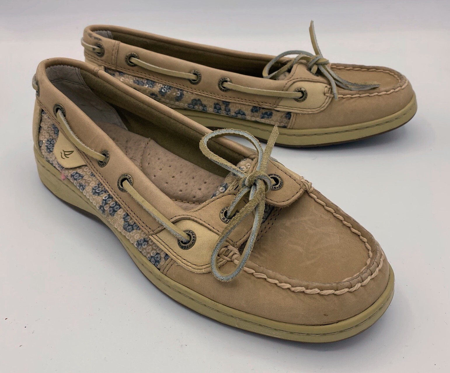 Sperry – Top Sider – Sequin Animal Accent Boat Shoes Women’s Size 7M EUC