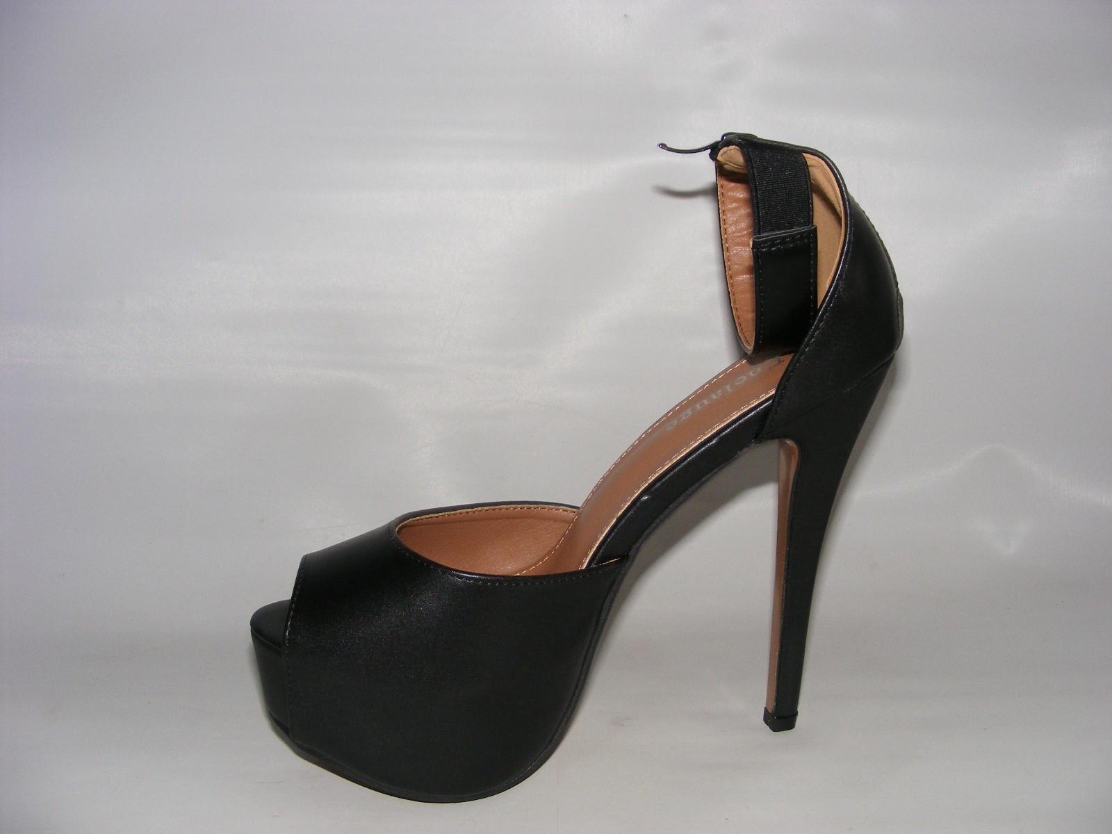 Enelauge Women’s 8 M Black 5″ High Stiletto Platform Heels Ankle Straps Zip Peep