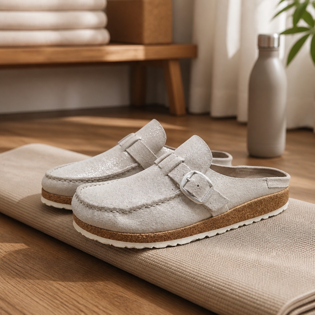 Birkenstock Buckley Clogs Casual Shoes Sz 40/ 9 N Metallic Silver Washed Leather