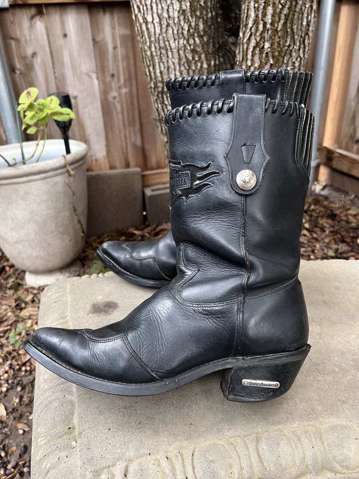 Womens 8.5 M HARLEY DAVIDSON Western Cowgirl Leather Motorcycle Boots 19763 USA