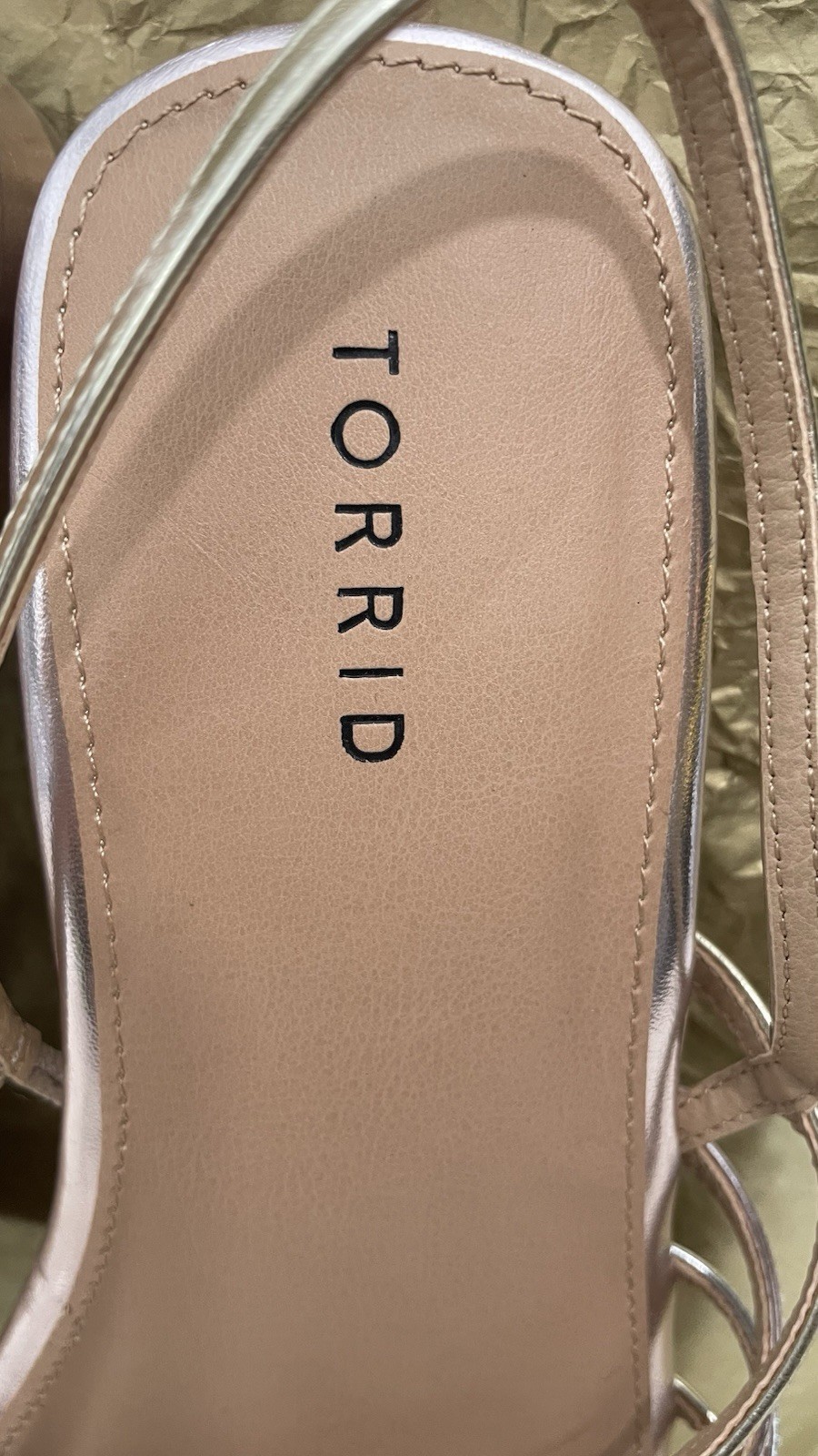 Torrid womens metallic gold pink strappy slide slip on sandals synthetic 10