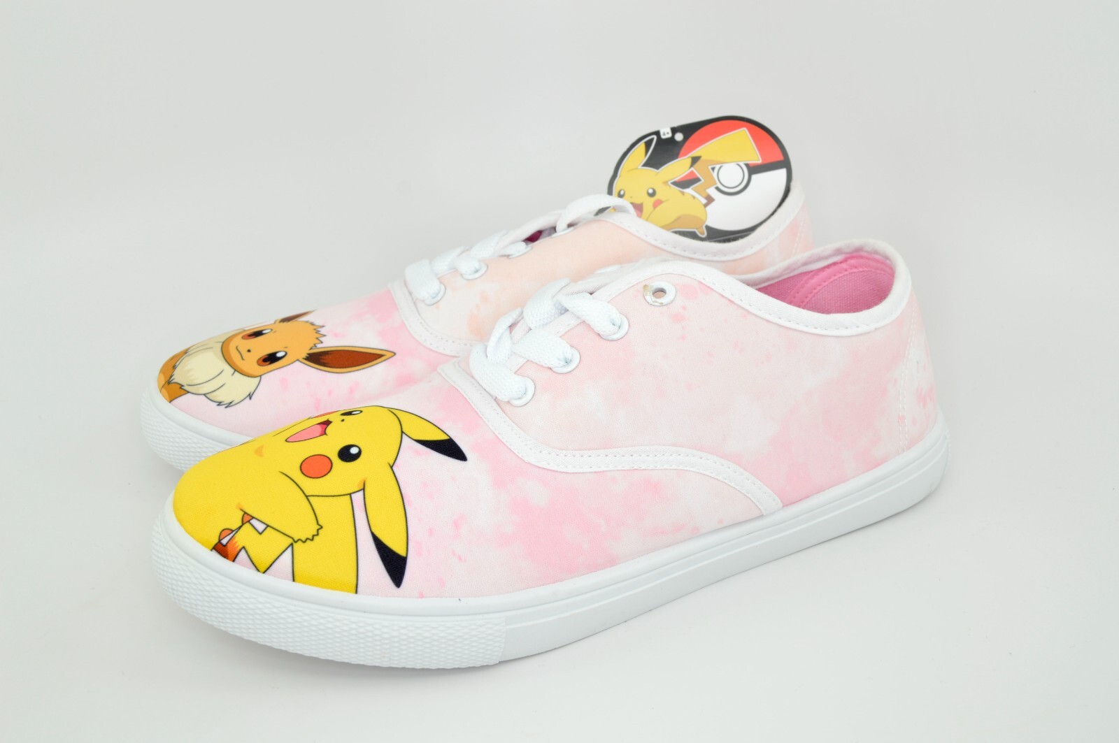 Rare New Pokemon Pikachu Eevee Bestie Low Rise Sneakers Pink White Size 8