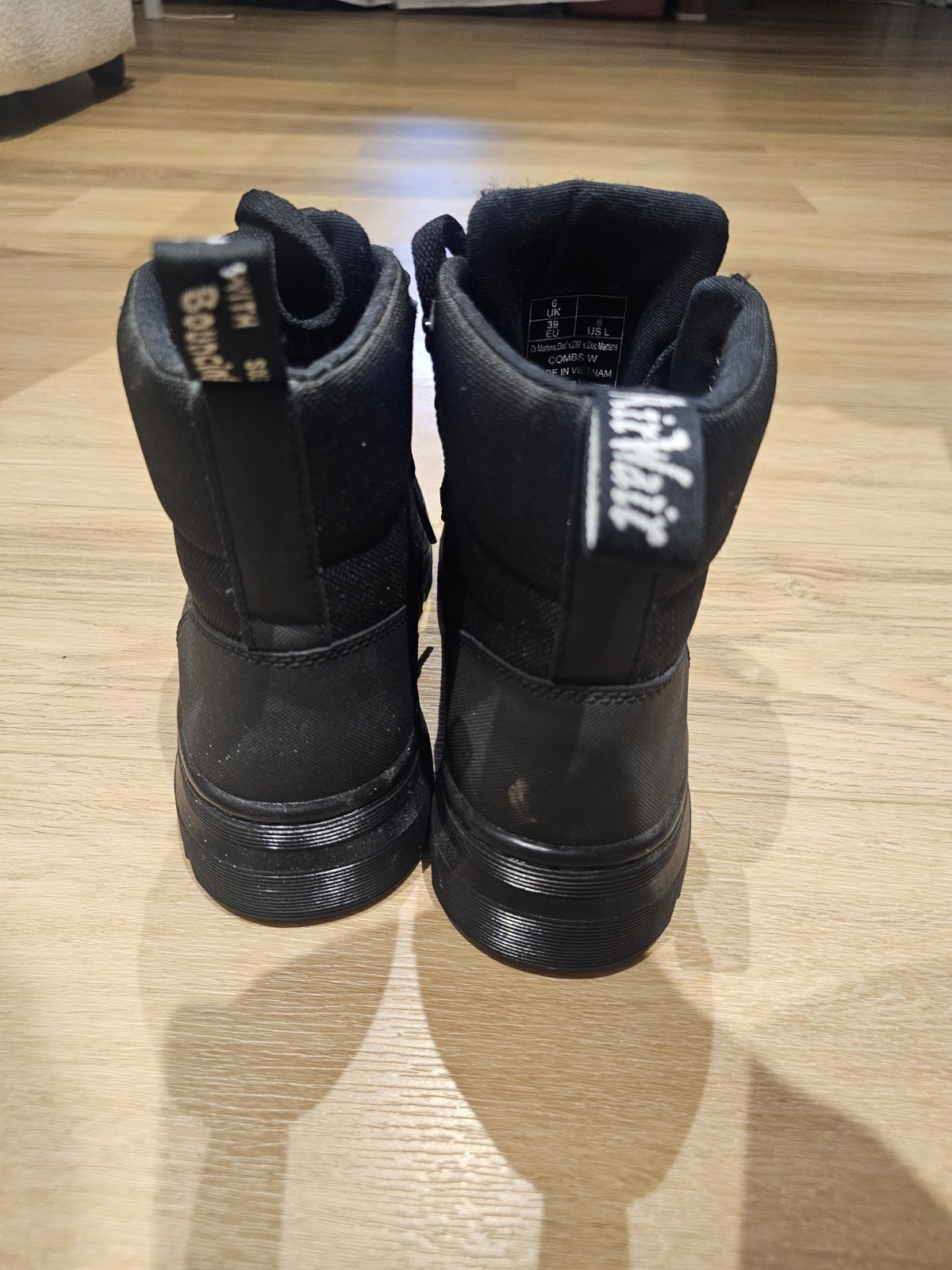 Dr. Martens Combs W Womens Black Canvas Lace-Up Combat Ankle Boots US 8 EU 39
