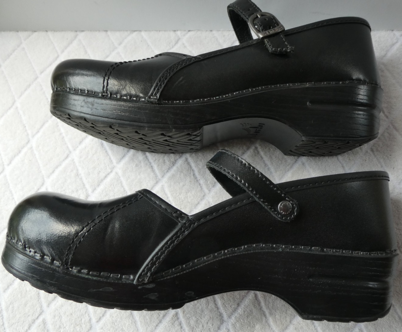 Women’s Dansko Black Mary Jane Leather Wedge Clog Shoes Strap EU 40 US 9-9.5
