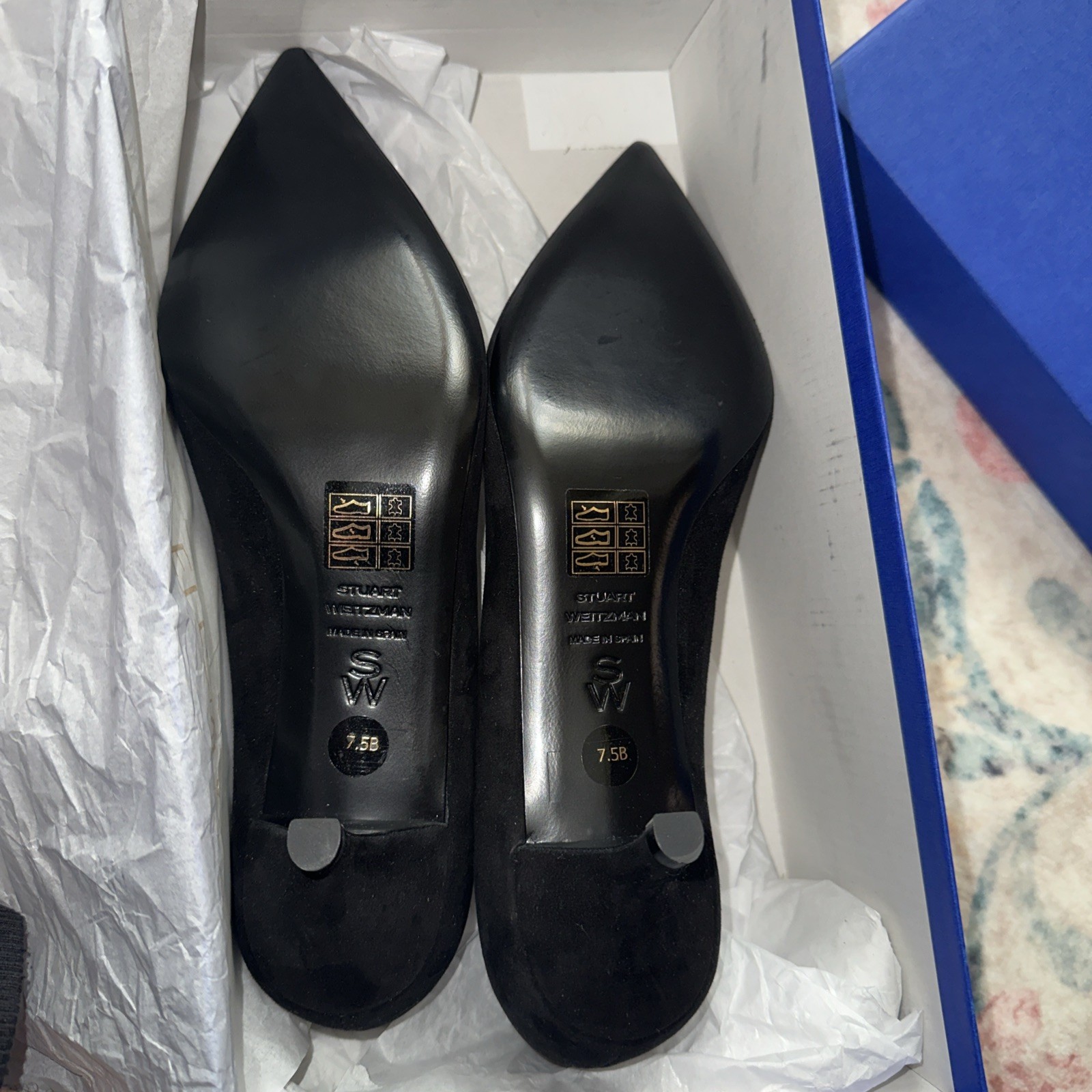Stuart Weitzman Stuart Power 50 BLACK SIZE 7.5 B SUE-Suede
