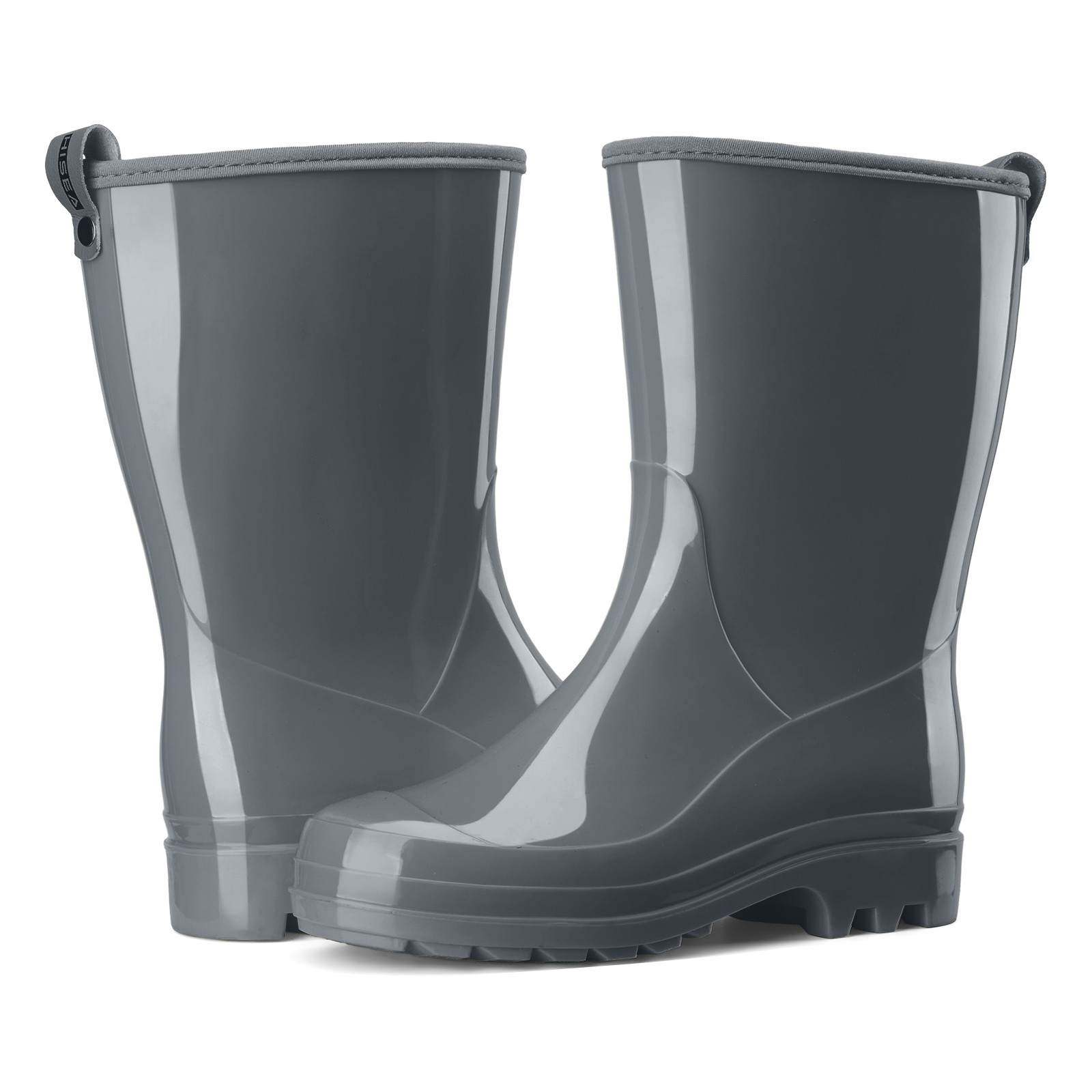 HISEA Women Waterproof Rain Boots Glossy Mid-Calf Wellies Non-Slip Garden Shoes