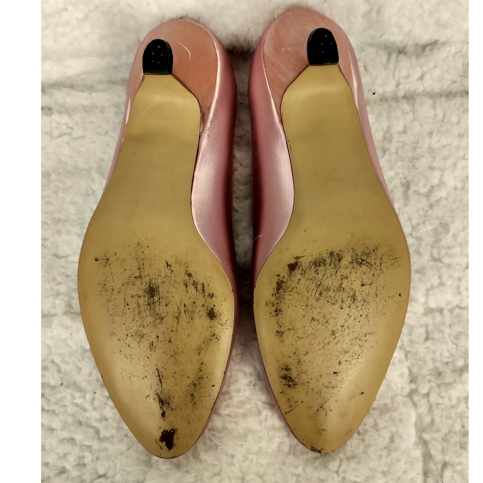 Vintage Dyeables Satin Kitten Bridal Heel Pumps Pink Pointed Toe Formal Shoes