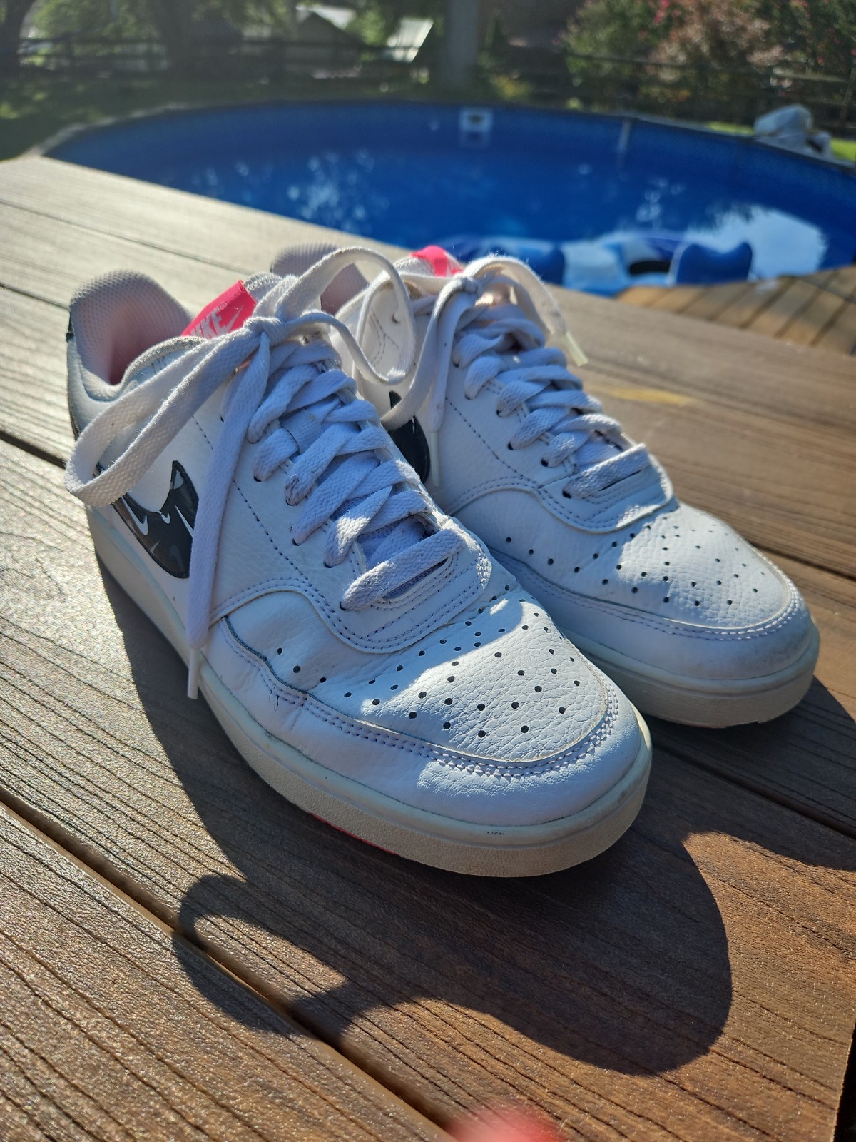 Nike Court Vision Low DM8079-100 Womens 8.5 White Pink Black Sneakers