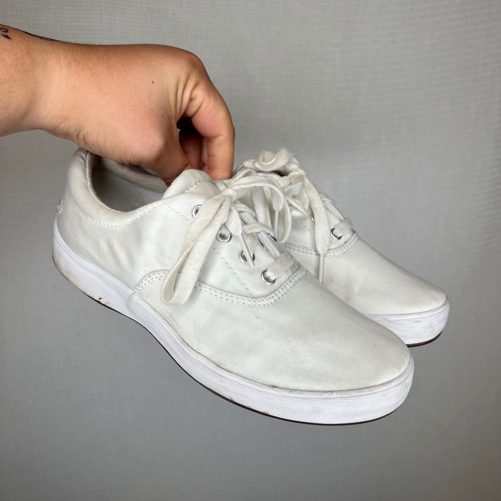 Grasshoppers White Canvas Ortholite Lace Up Sneakers EF33813 Womens 8M