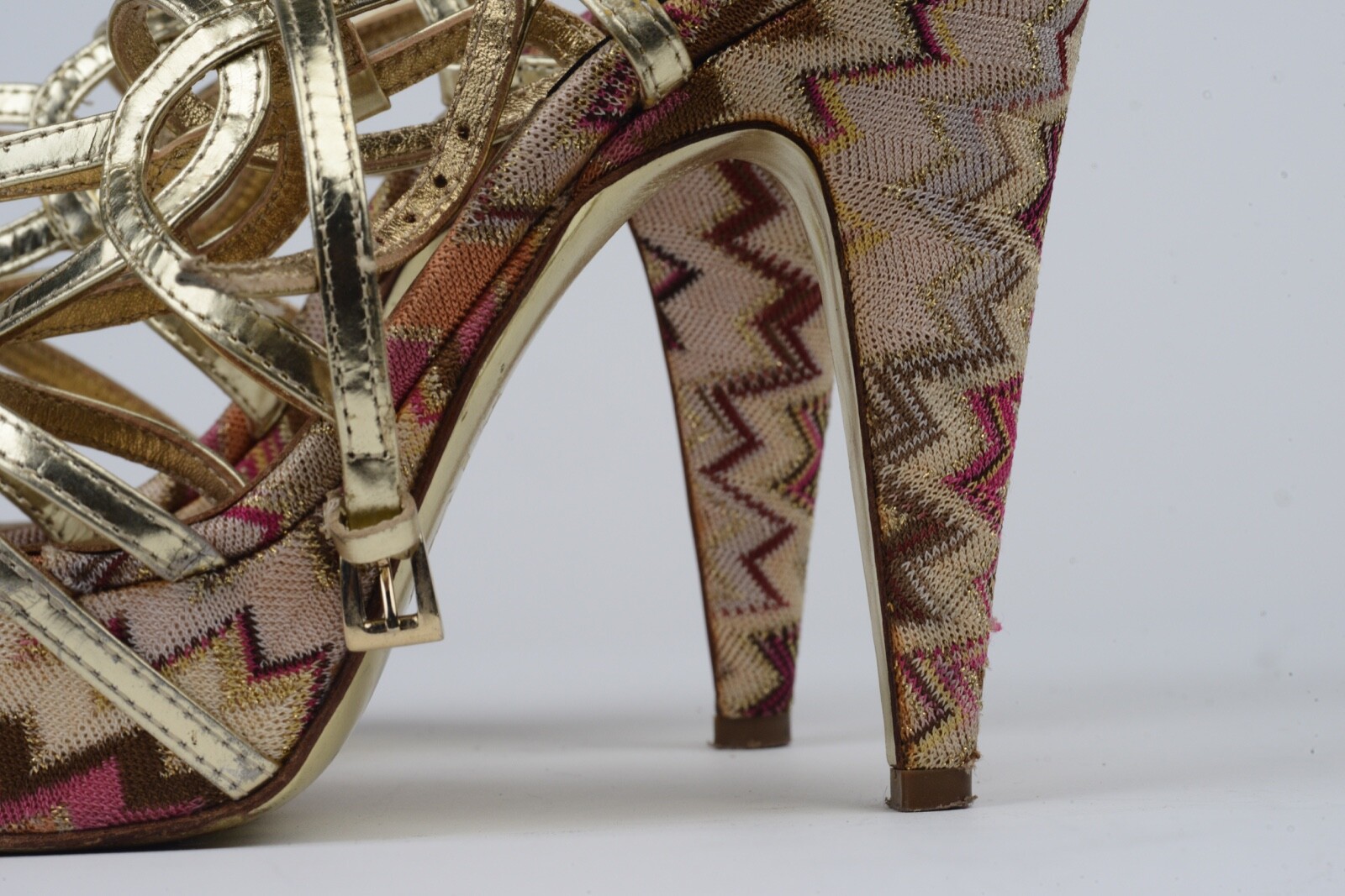 Missoni Metallic Gold Cage Platform High Heels Sandals Shoes Size 36 1/2 (USA 6)