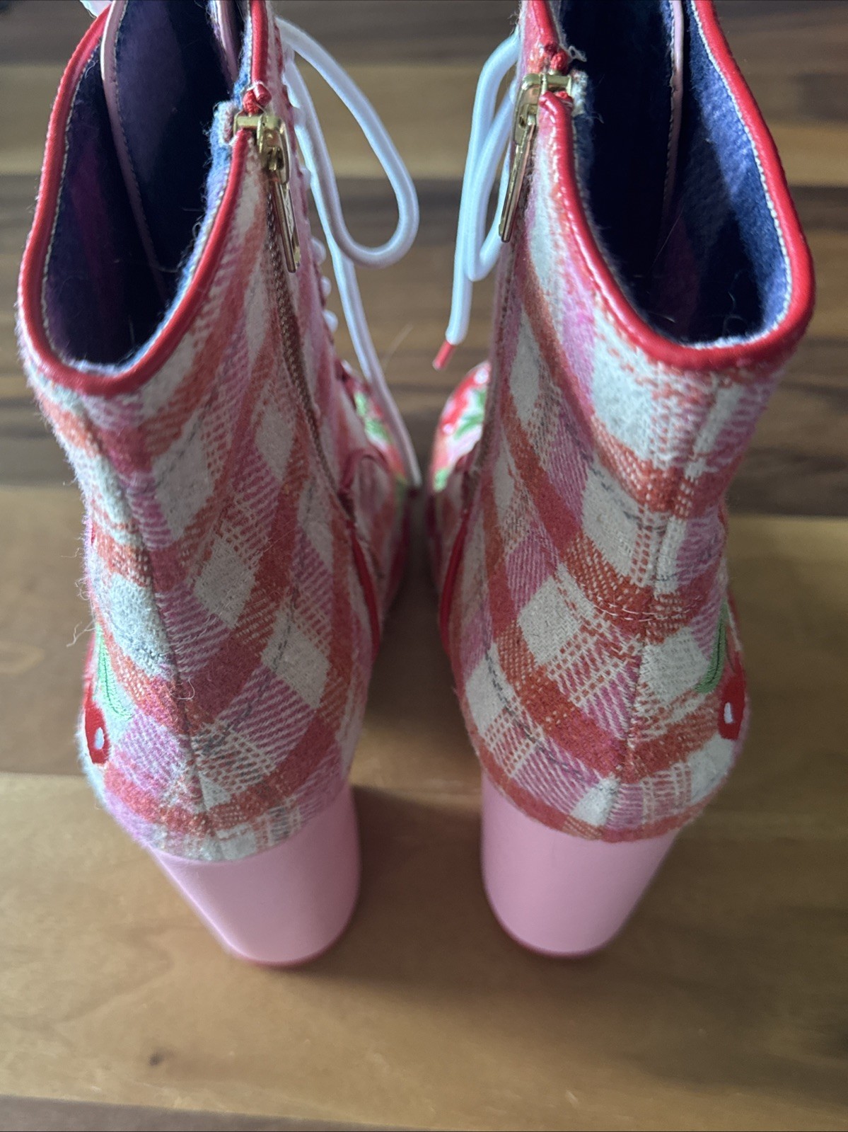 Irregular Choice Fruity Picnic Cherry Tie Up Heels Graphic Bottom Size 9-91/2