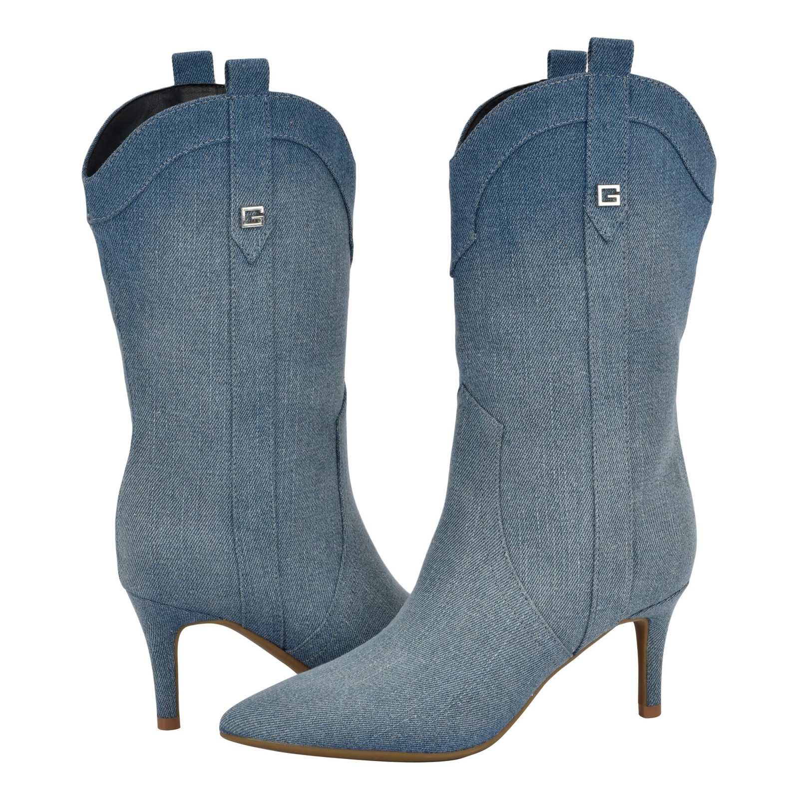Guess Women’s WURLIE Mid Calf Boot, Medium Blue Denim 420, 7.5 *