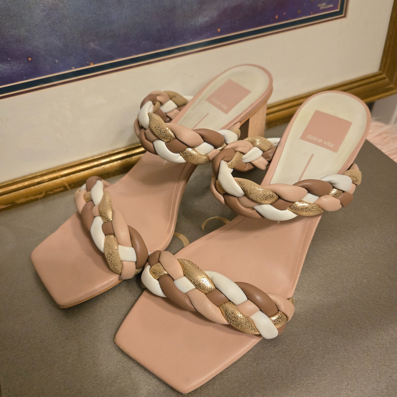 Dolce Vita Women’s Braided Sandals – Brown, Gold, White size 9