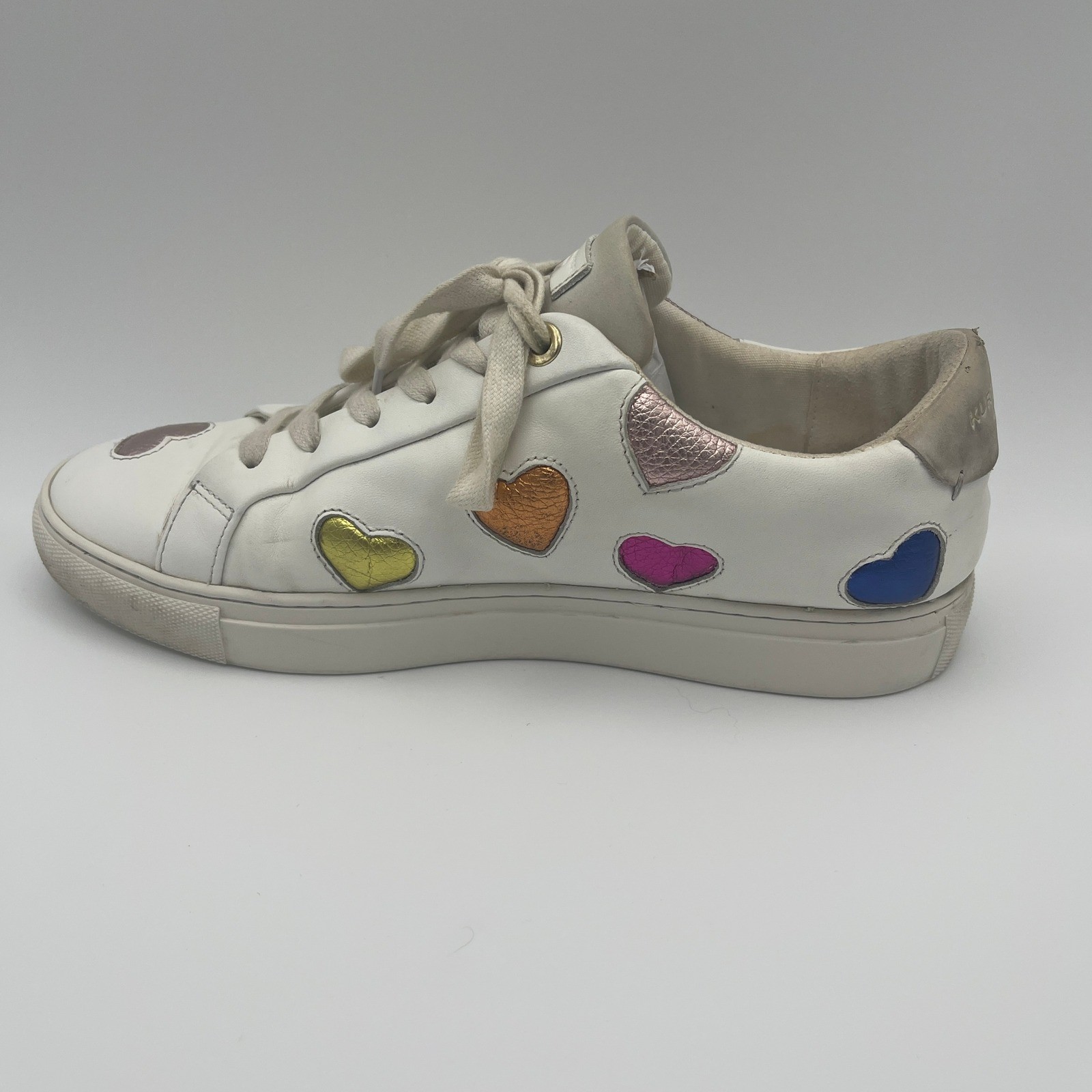Kurt Geiger London Lane Euro 42 Love White Multicolor Puffy Hearts Sneakers