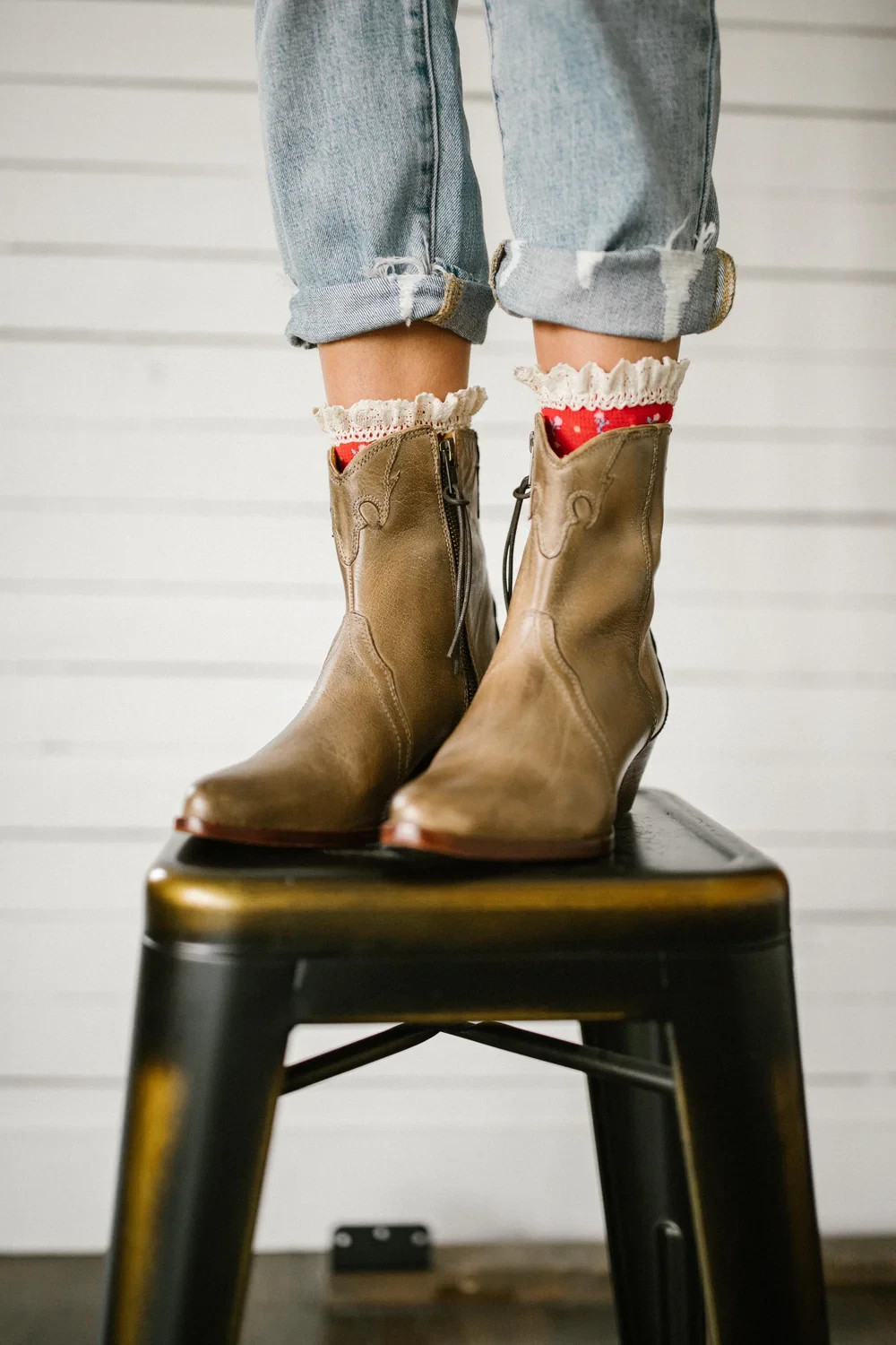 Free People New Frontier Western Boot in Distressed Tan