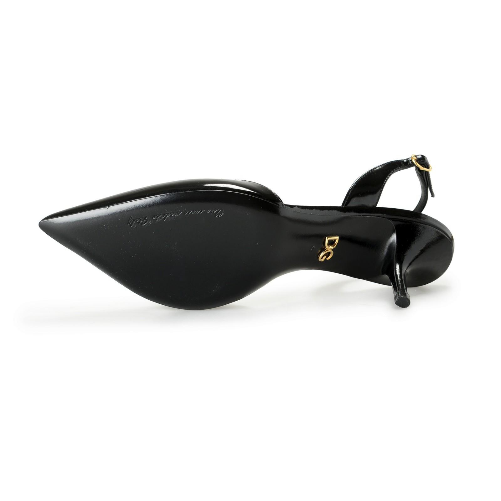 Dolce & Gabbana Women’s Black Leather Heeled Slingback Pumps Shoes US 6 IT 36